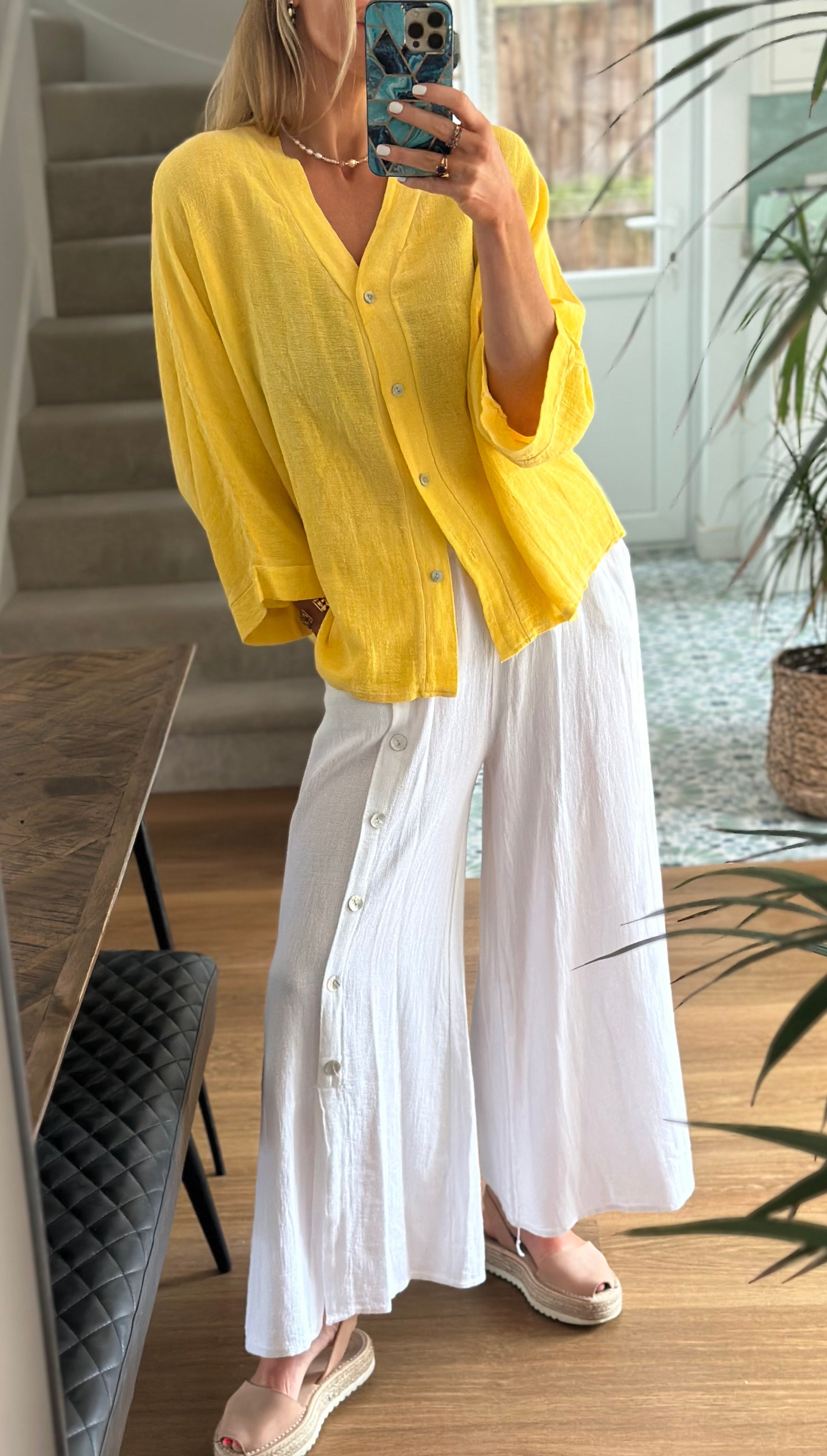 Linen Button Top