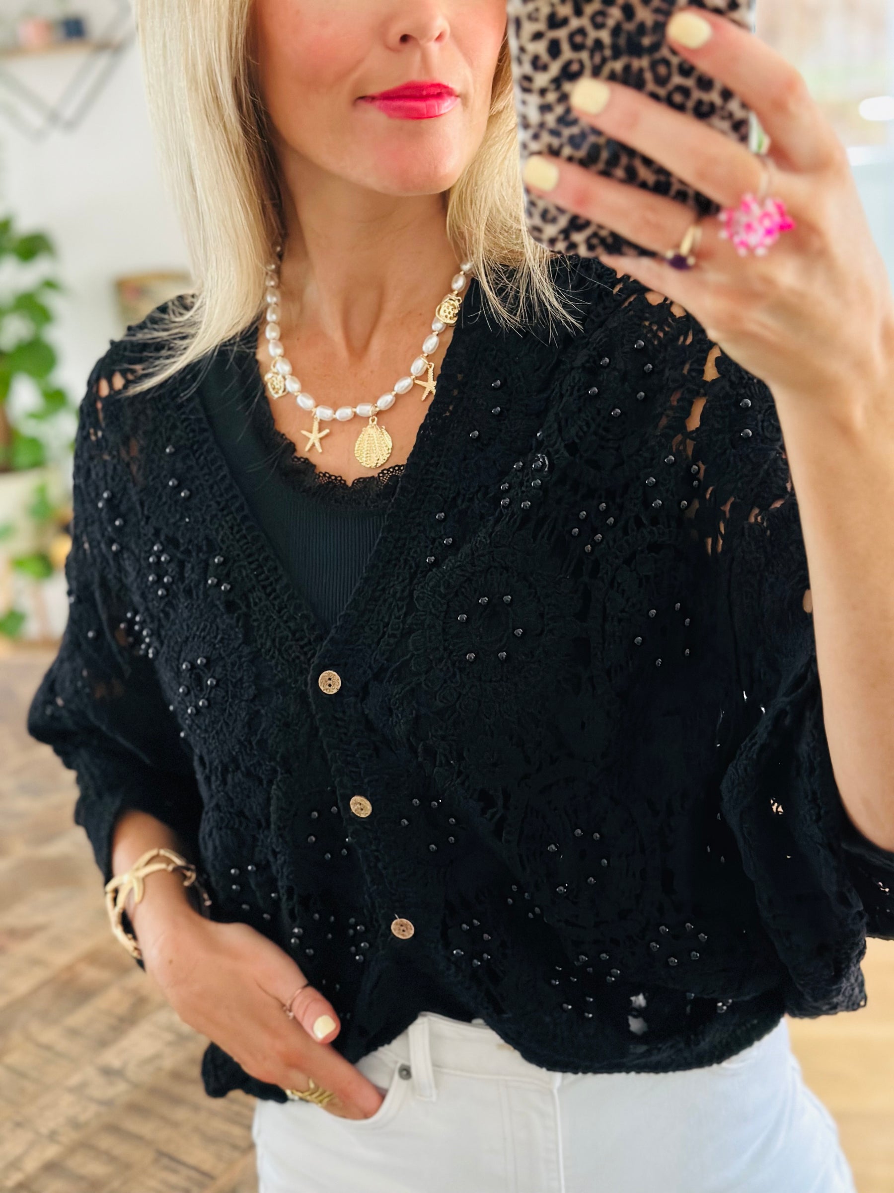 Crochet Beaded Cardigan