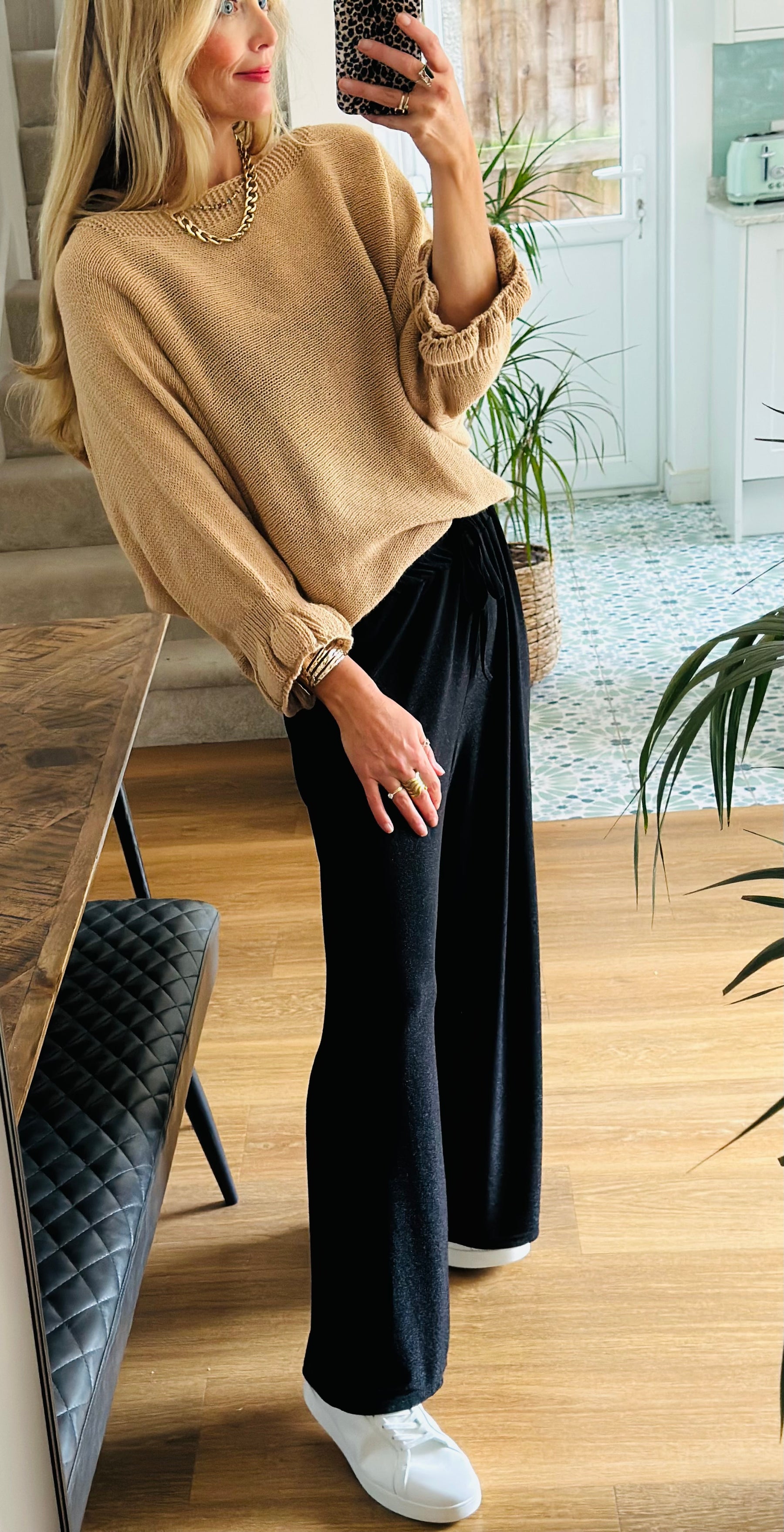 Wide Leg Glitter Trousers