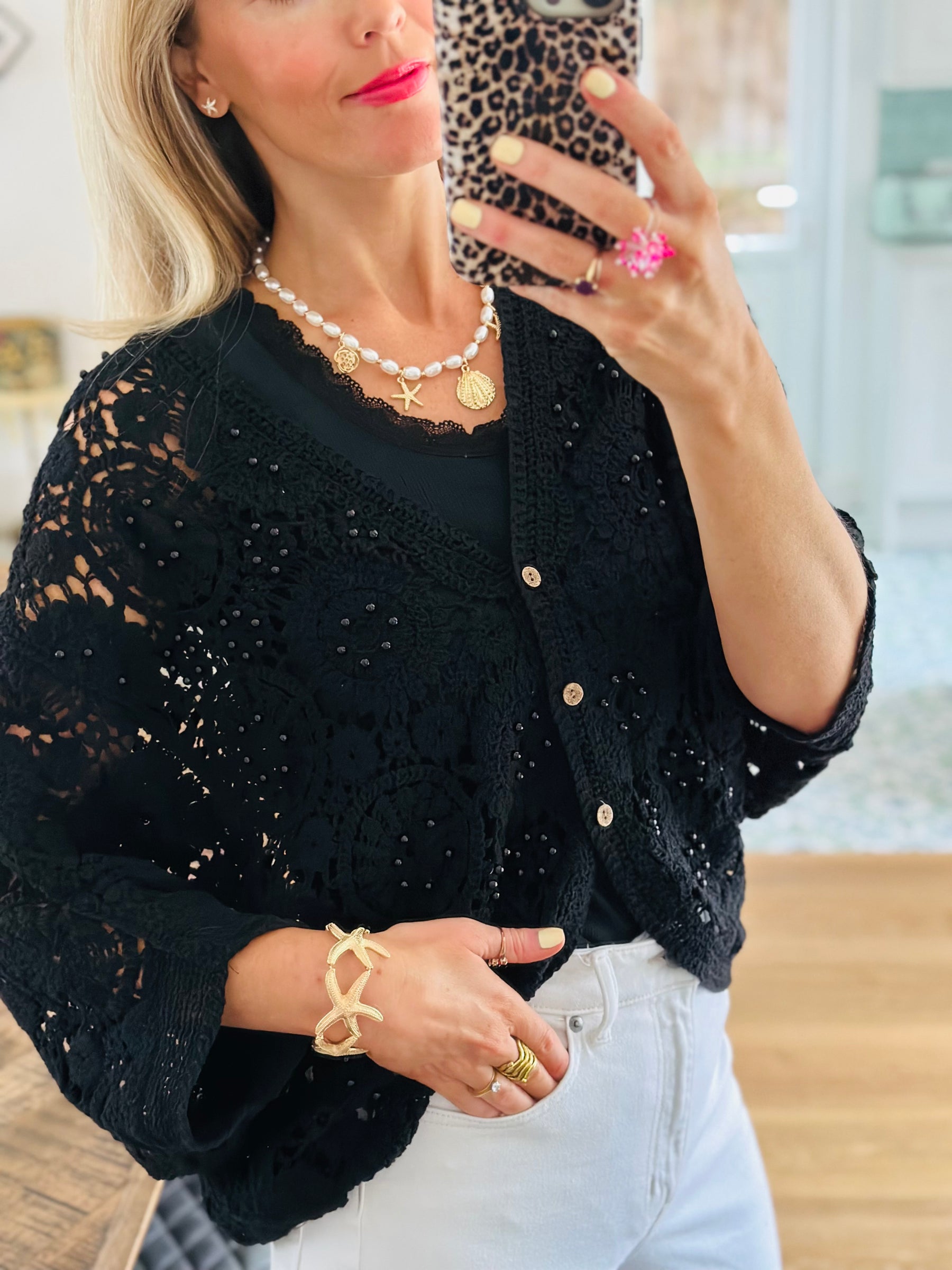 Crochet Beaded Cardigan