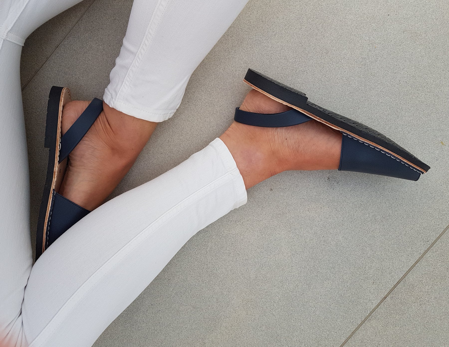 SAMPLE SALE Navy Leather Avarcas SIZES 36, 39, 43