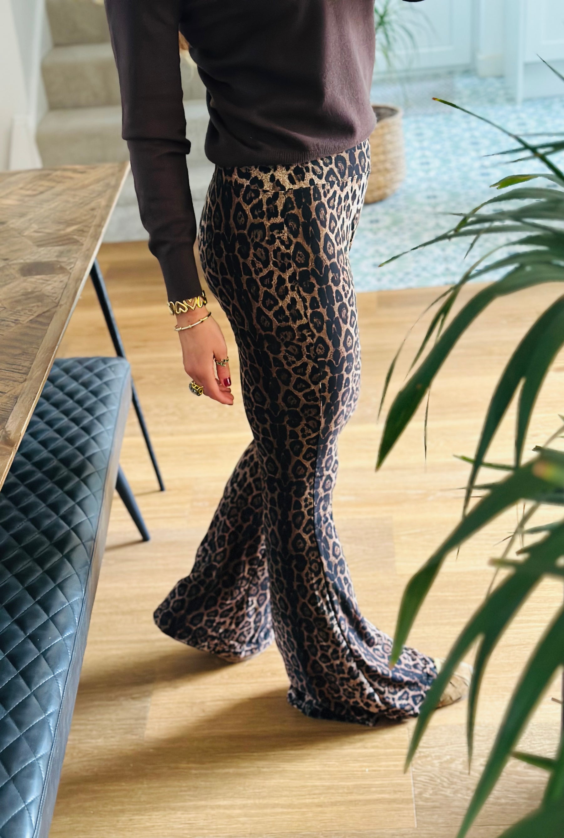 Leopard Print Flared Leggings
