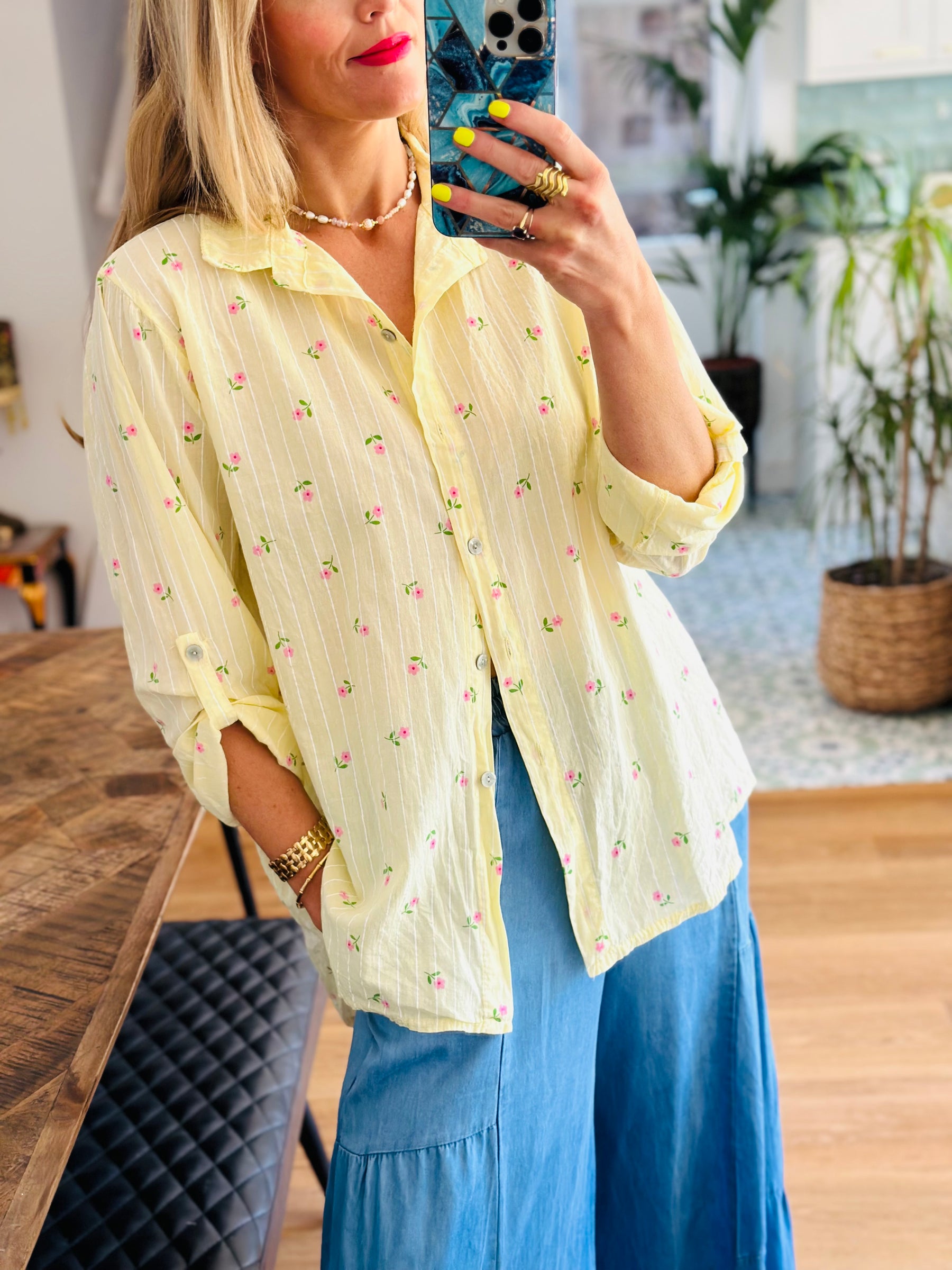 Pinstripe floral Shirt