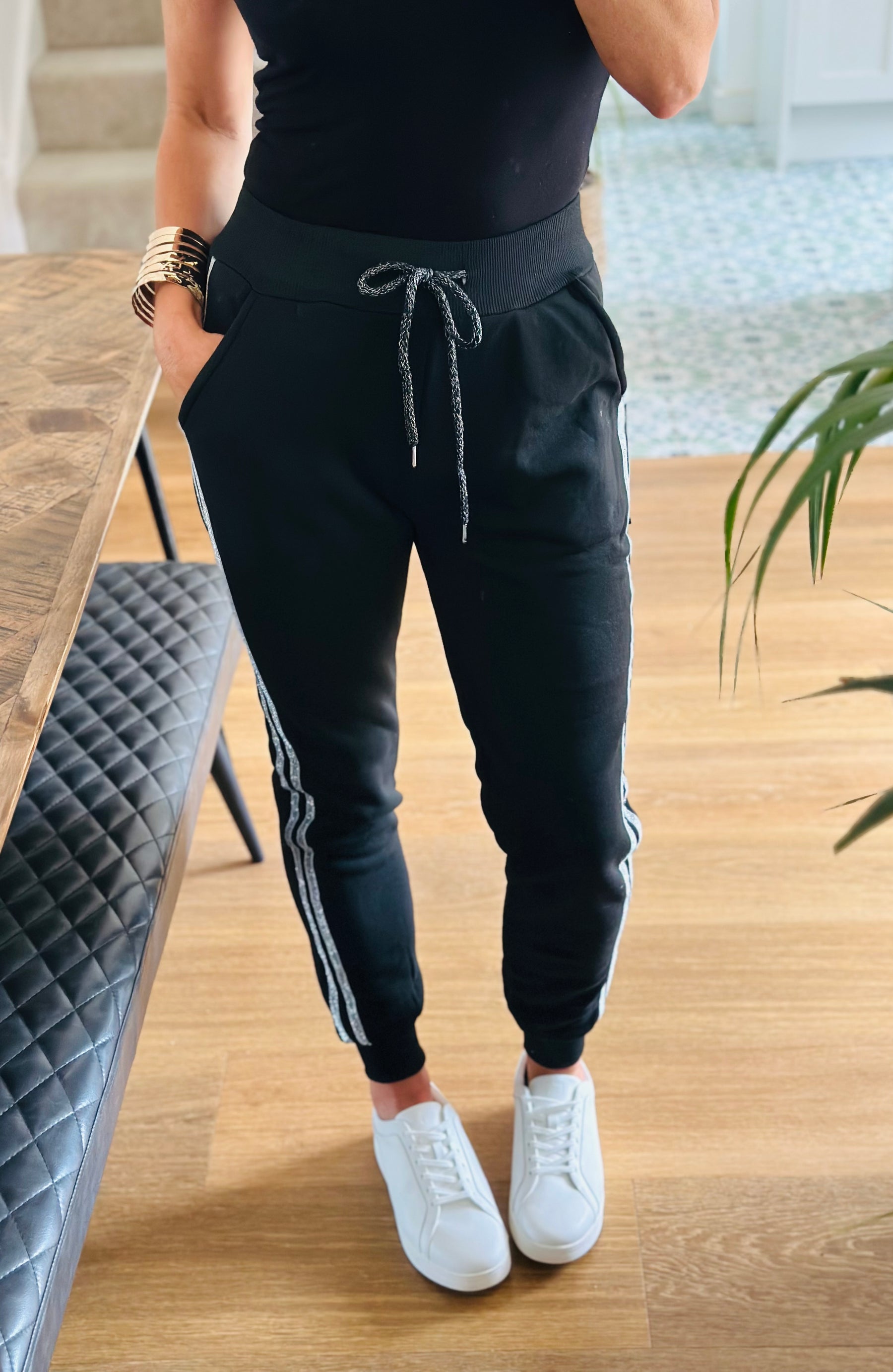 Glitter stripe joggers