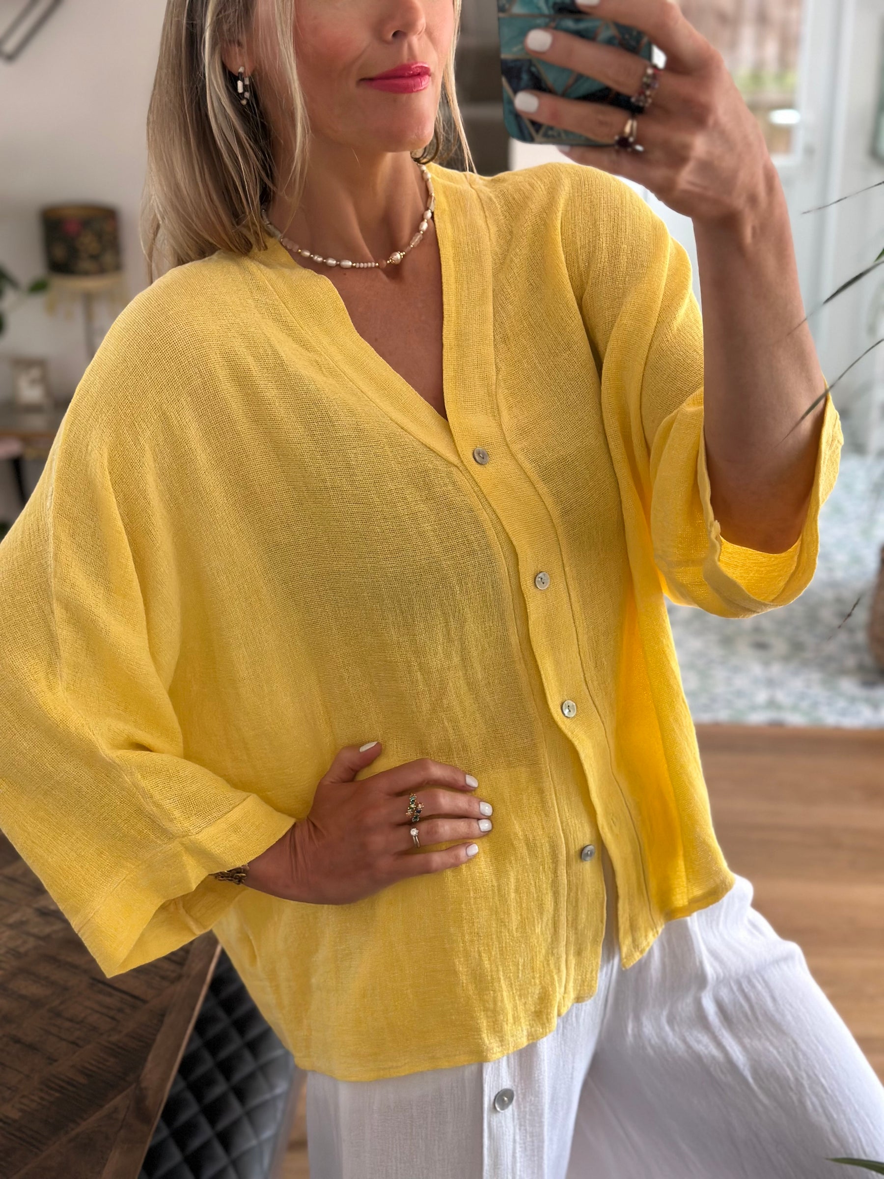 Linen Button Top