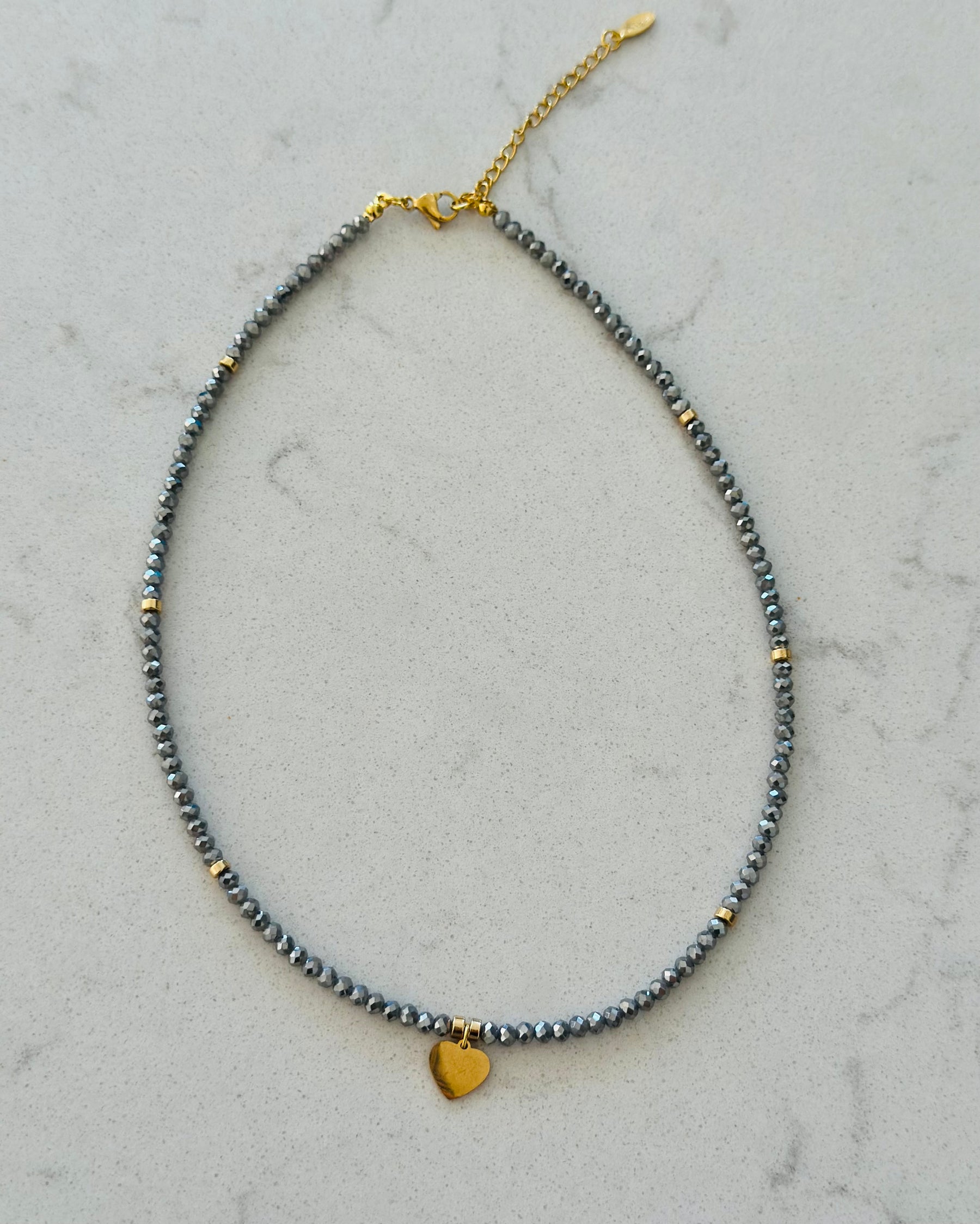 Jet heart choker necklace
