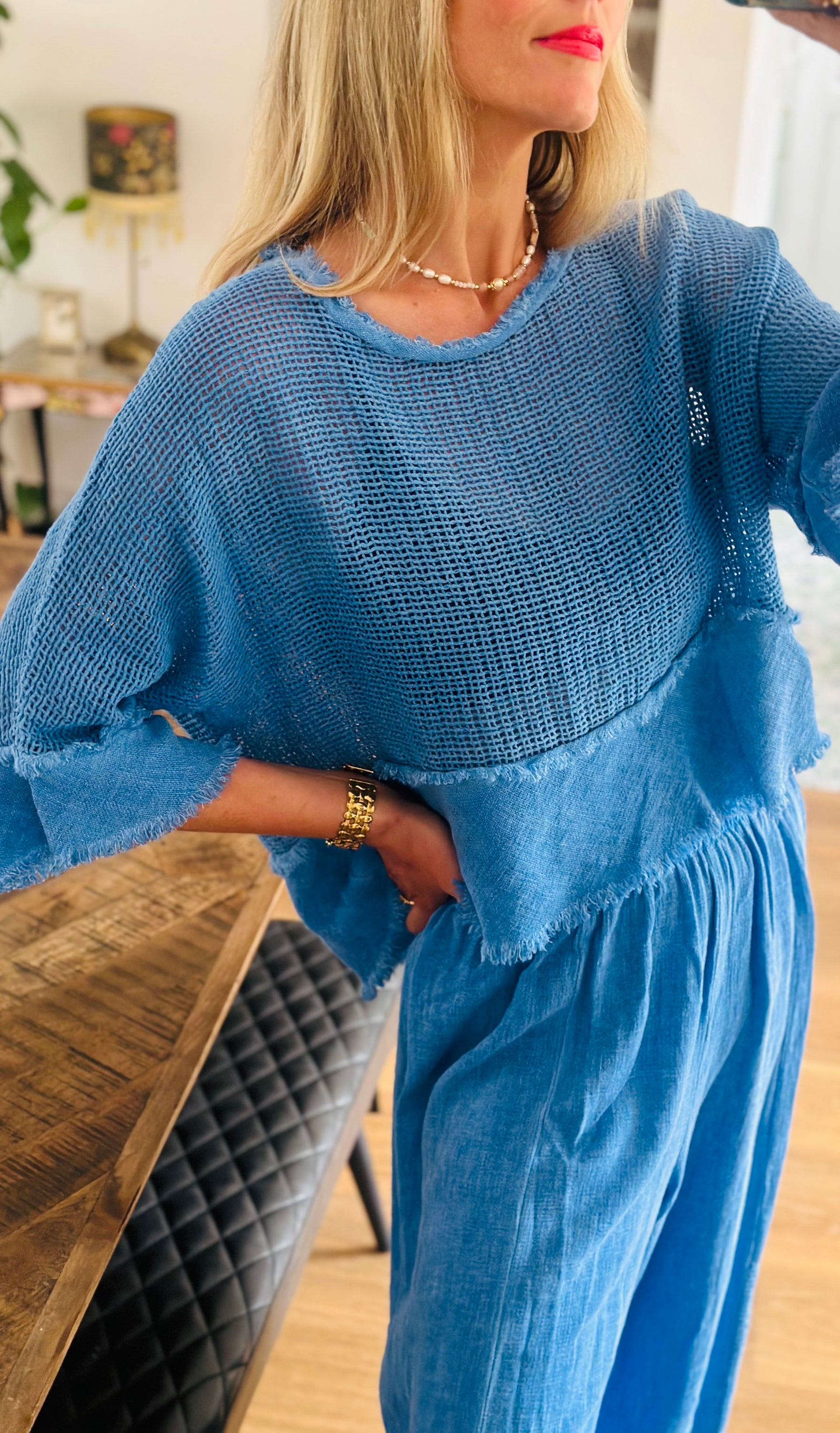Linen Mesh Top
