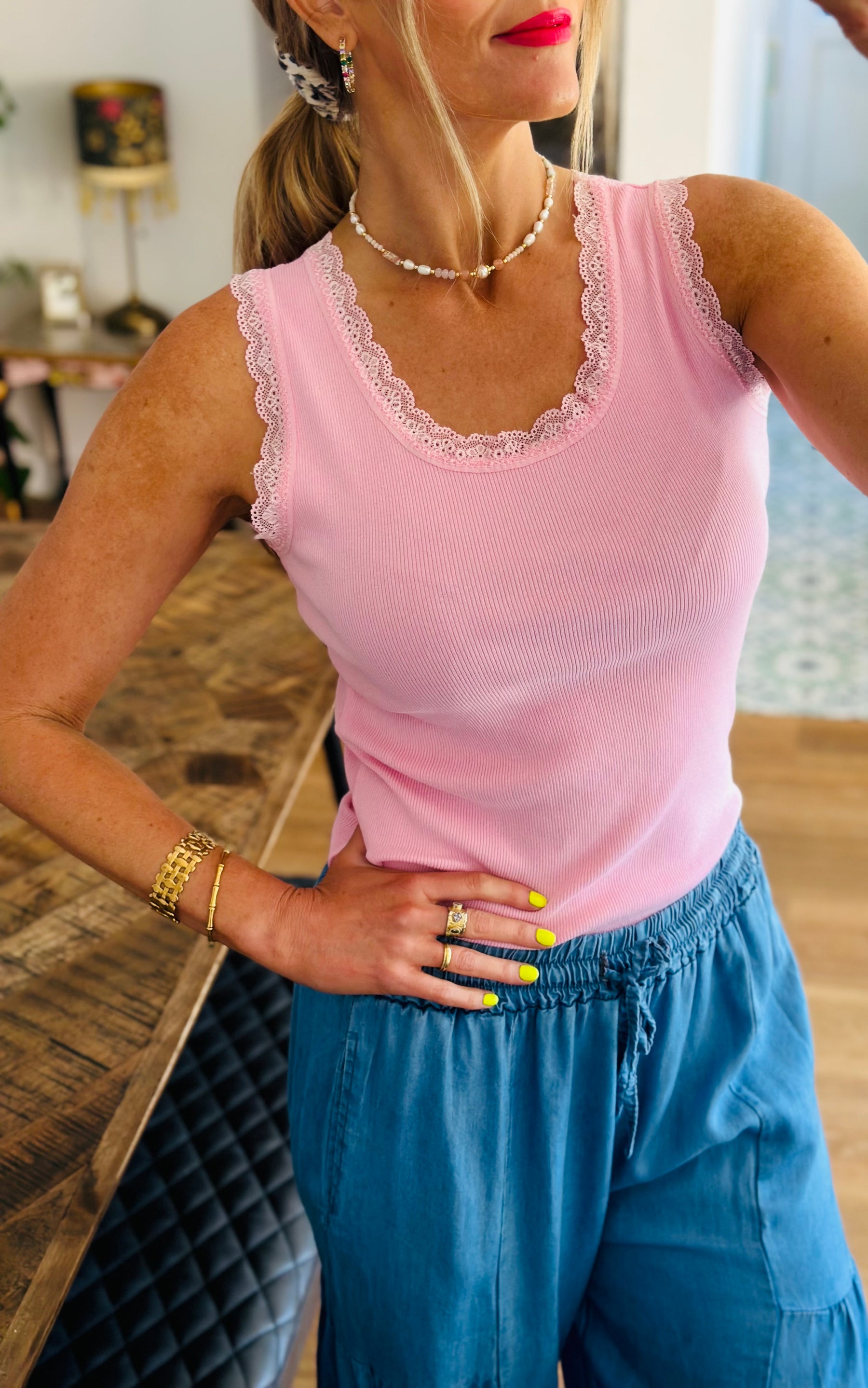 Lace Trim Vest