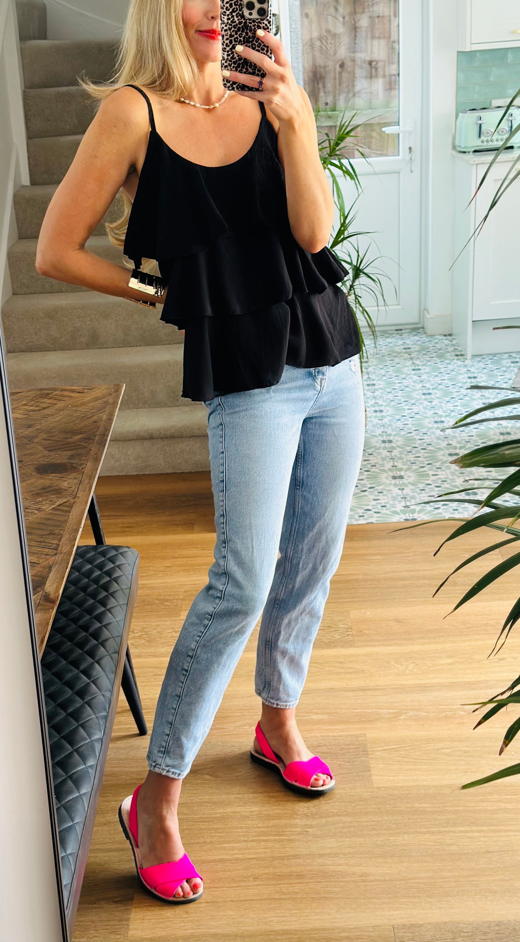 Black Ruffle Top
