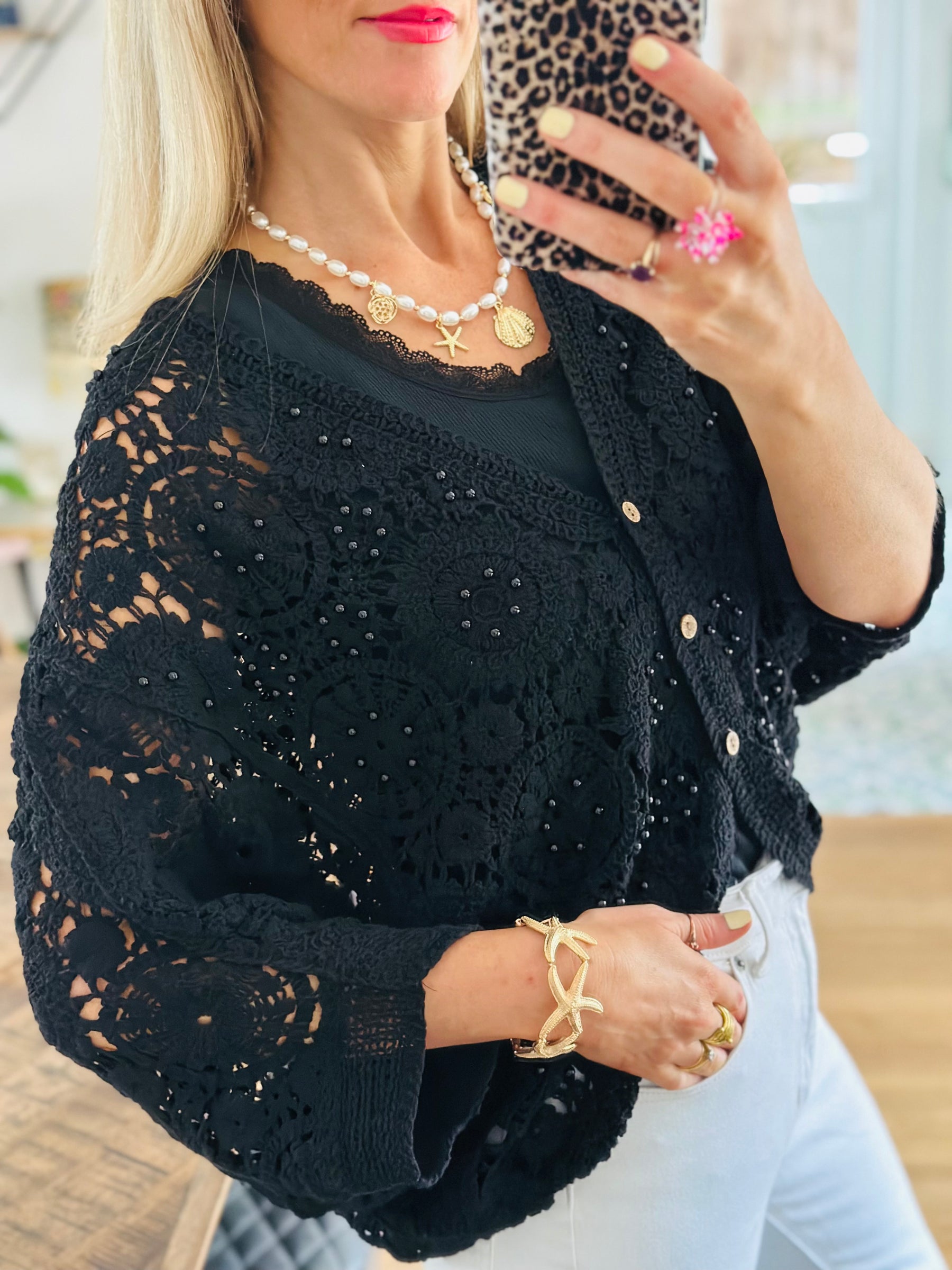 Crochet Beaded Cardigan