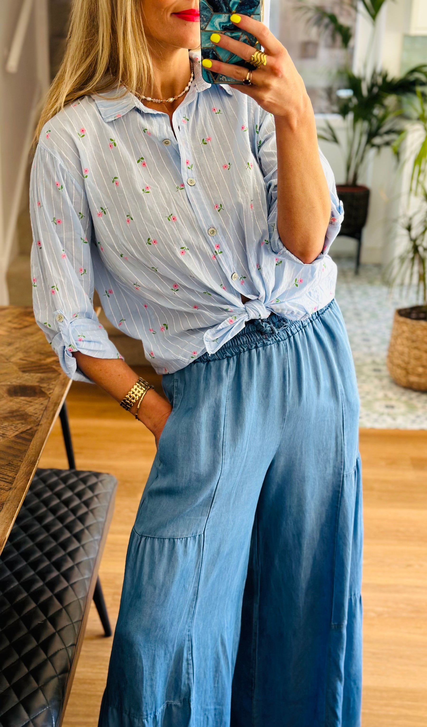 Pinstripe floral Shirt