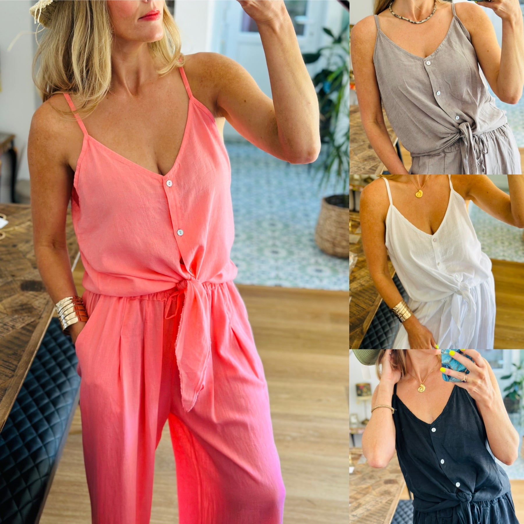 Ibiza Linen Vest Top