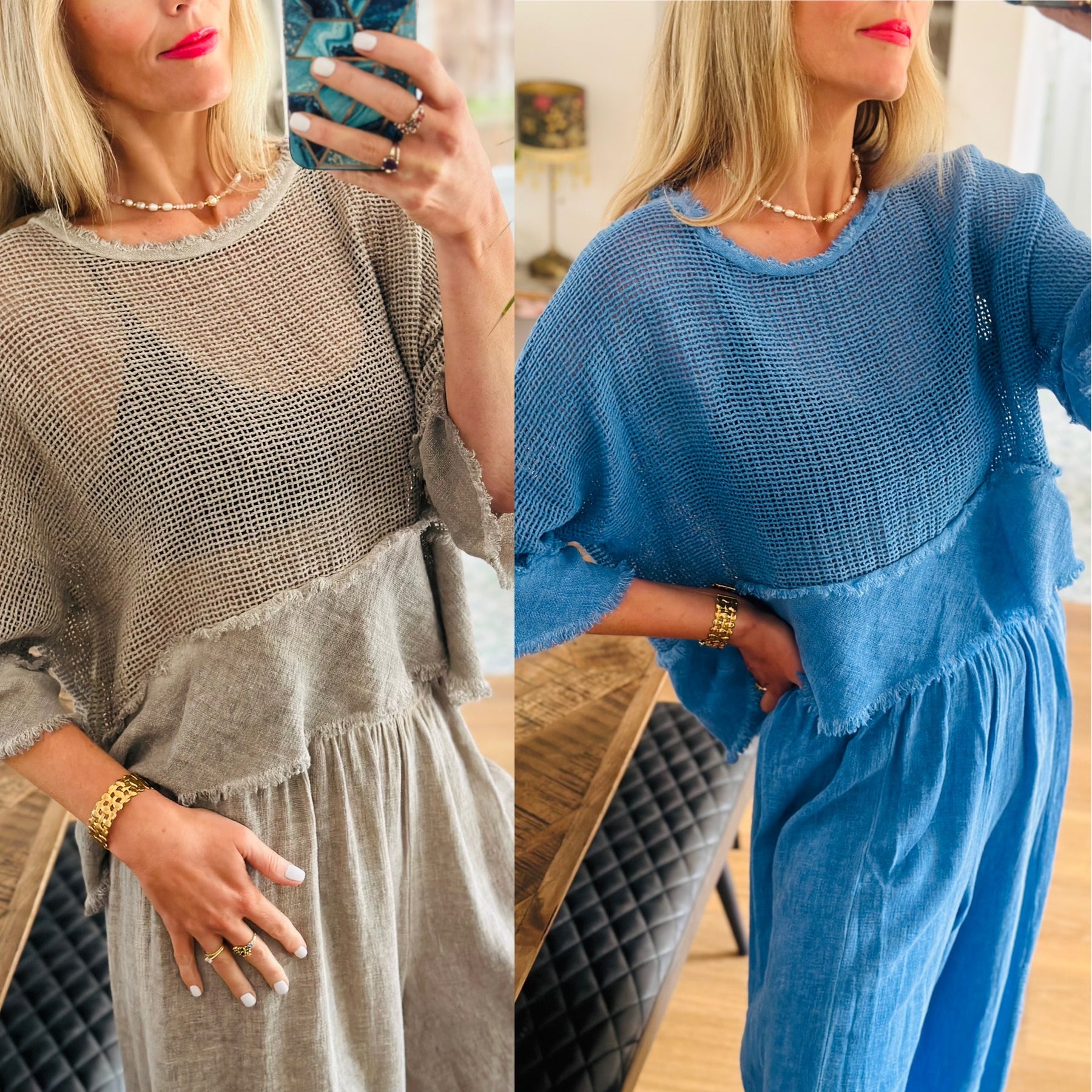 Linen Mesh Top