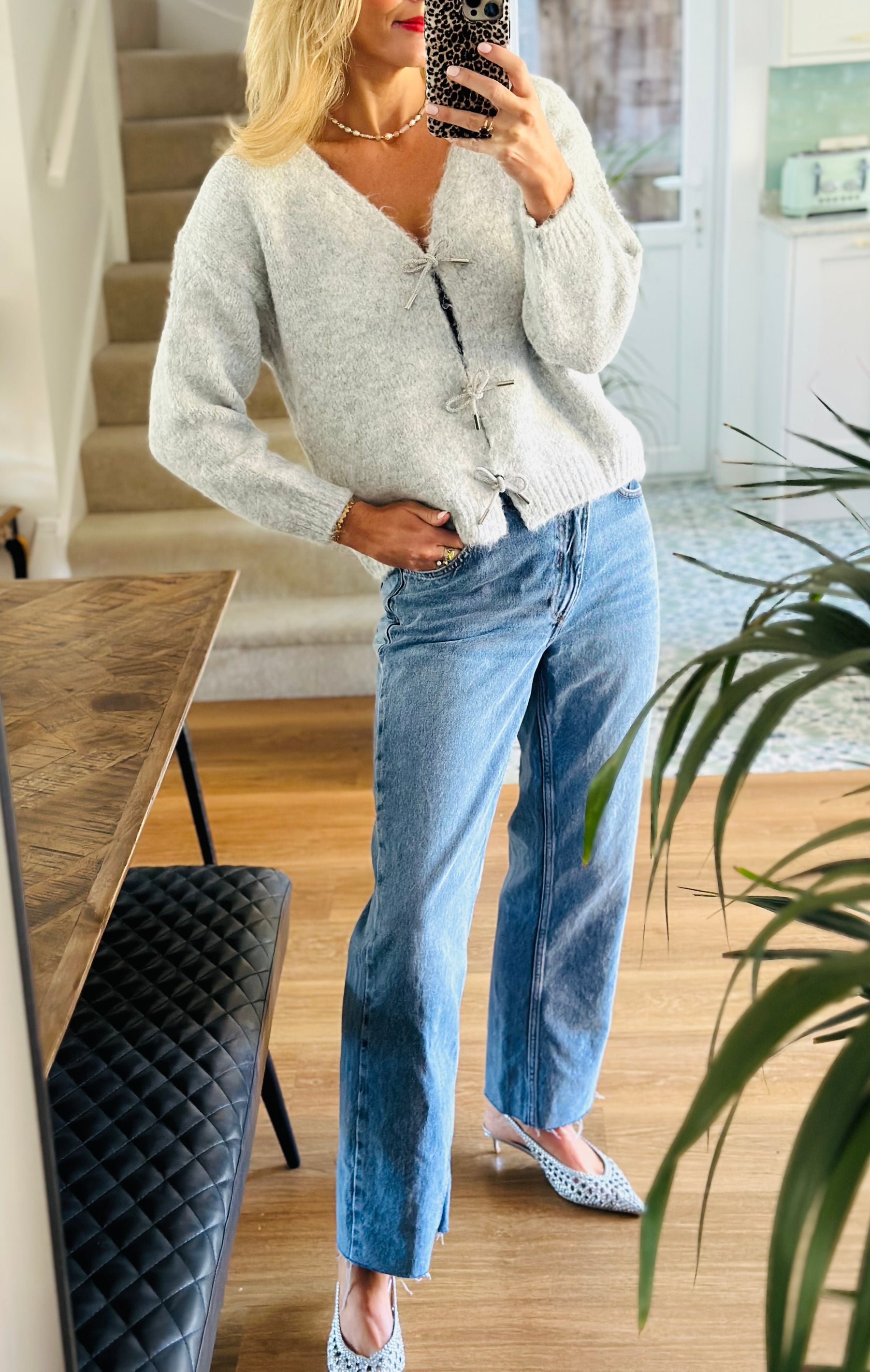 Diamanté Bow Jumper