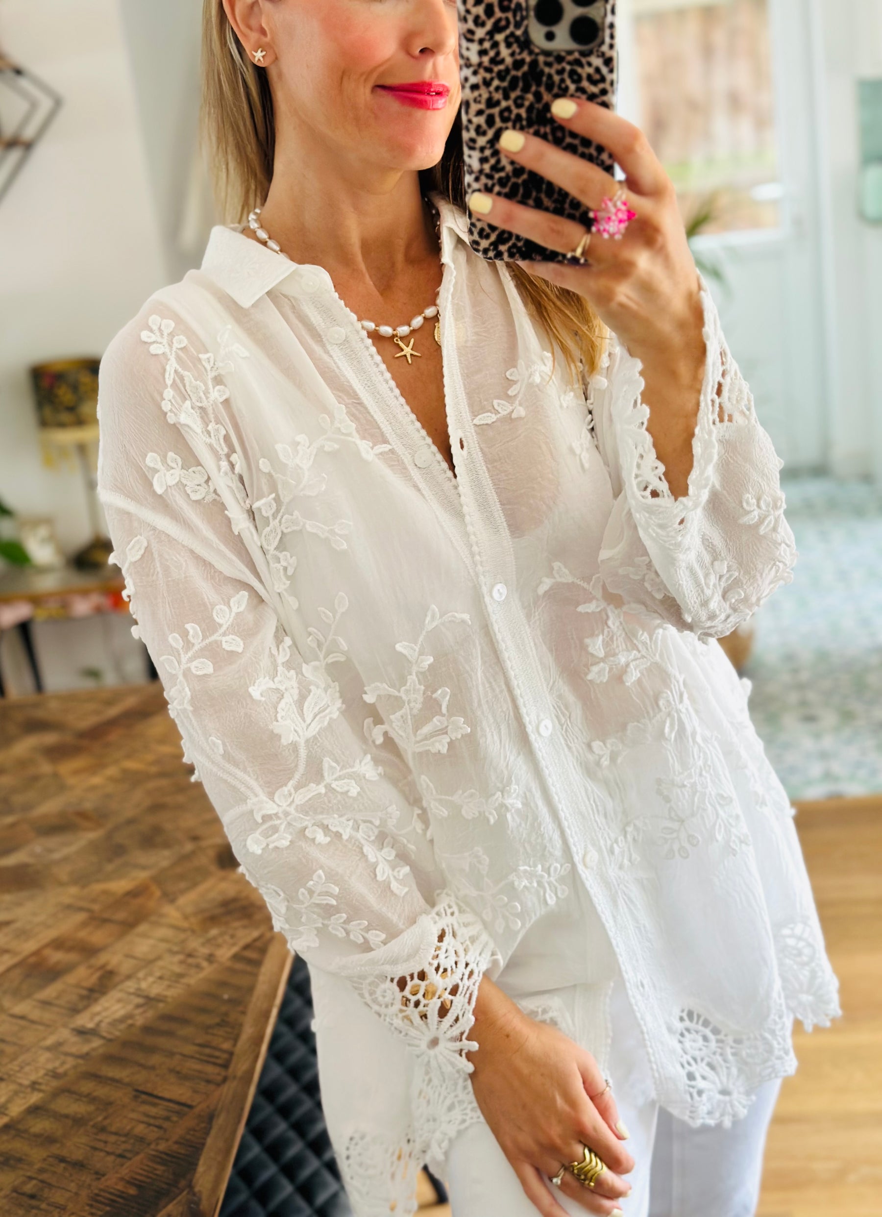 Longline Embroidered Shirt