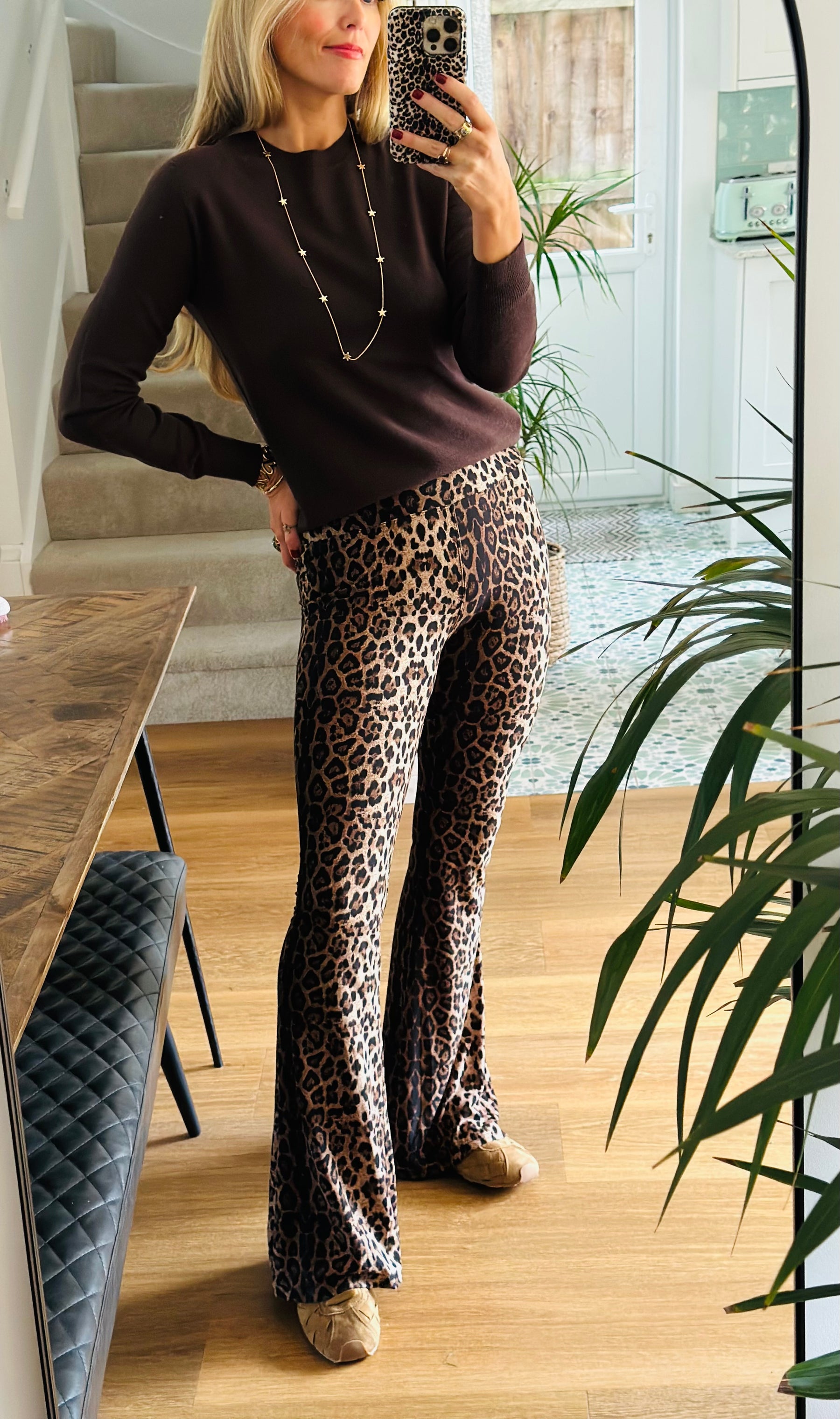 Leopard Print Flared Leggings