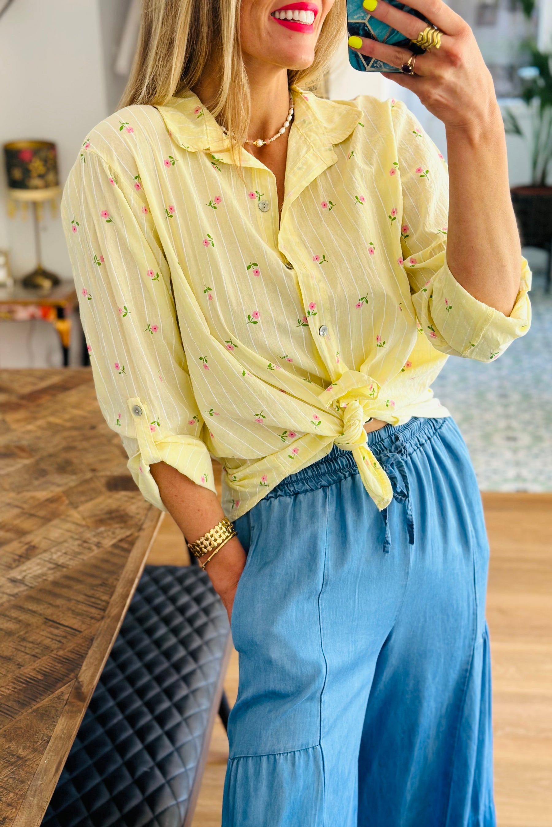 Pinstripe floral Shirt