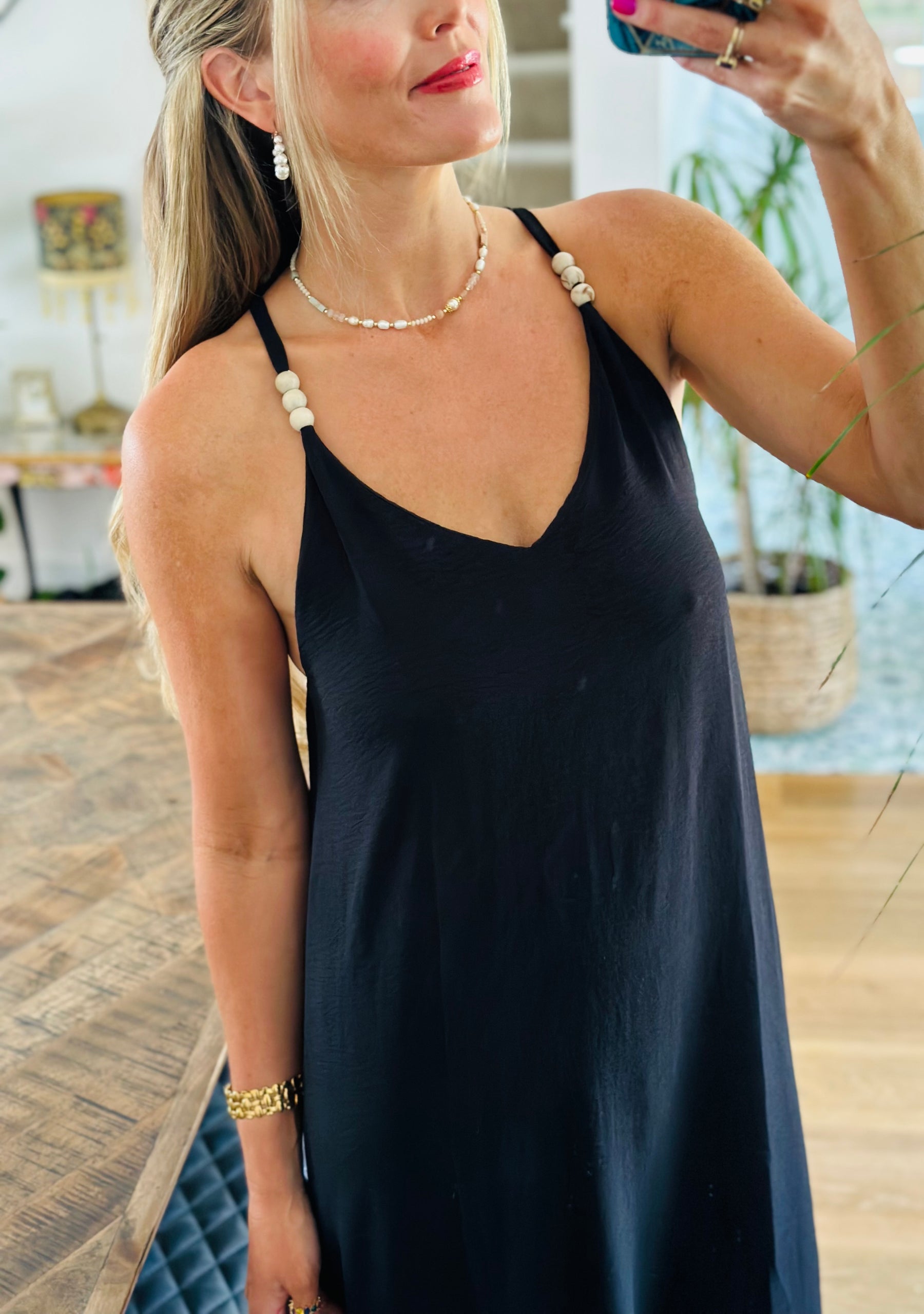 Beaded Strap Maxi Dress