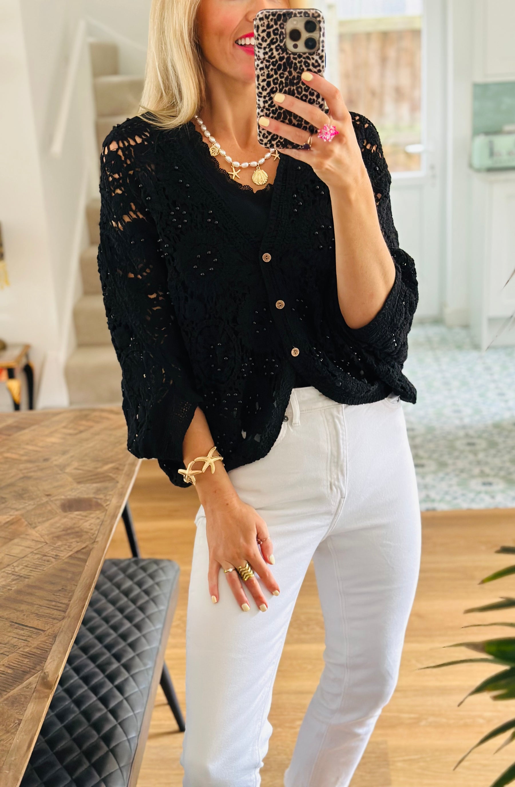Crochet Beaded Cardigan