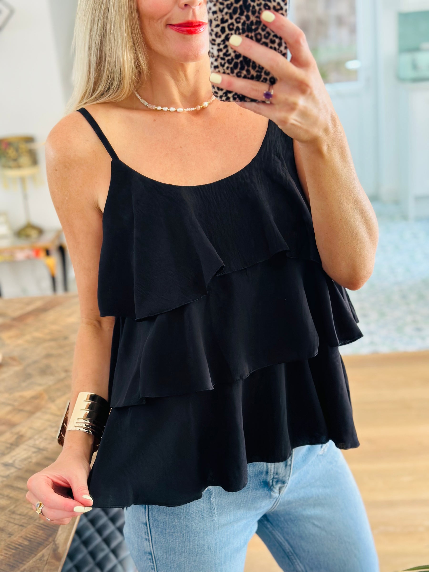 Black Ruffle Top