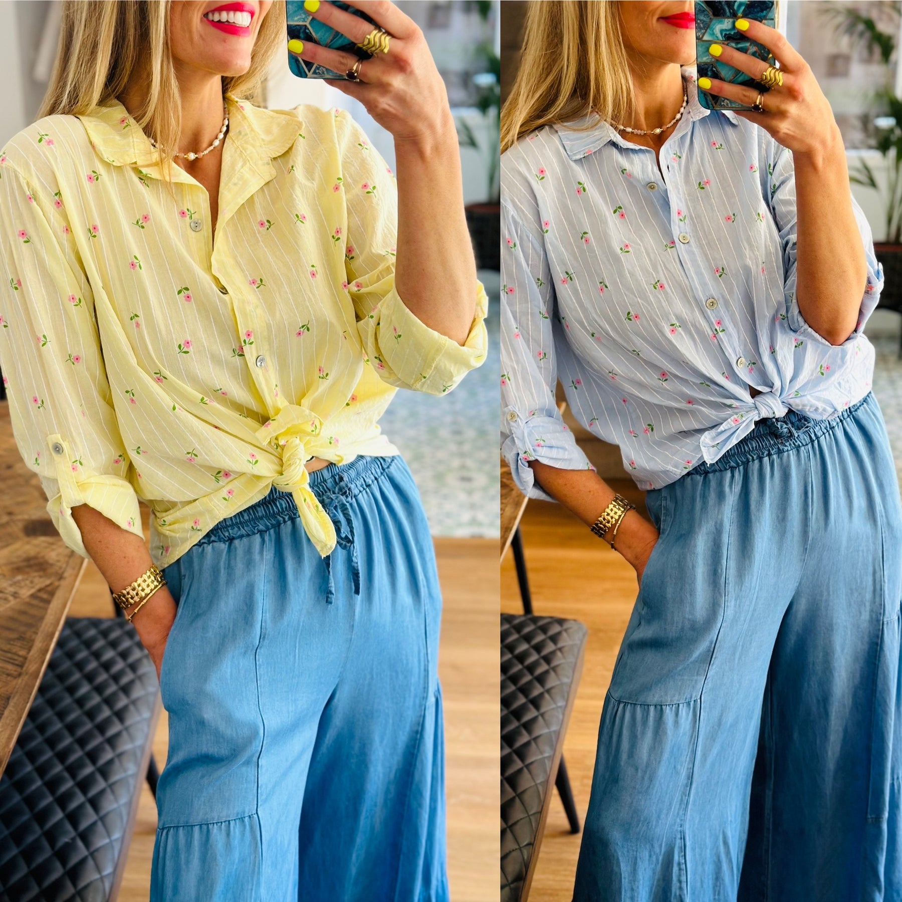Pinstripe floral Shirt