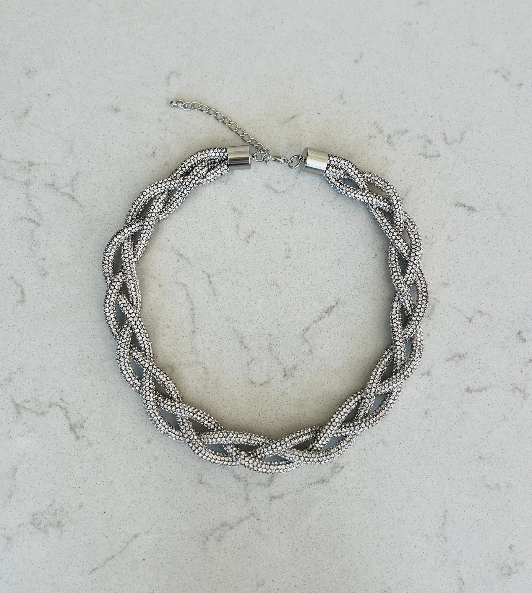 Plaited Diamante Collar