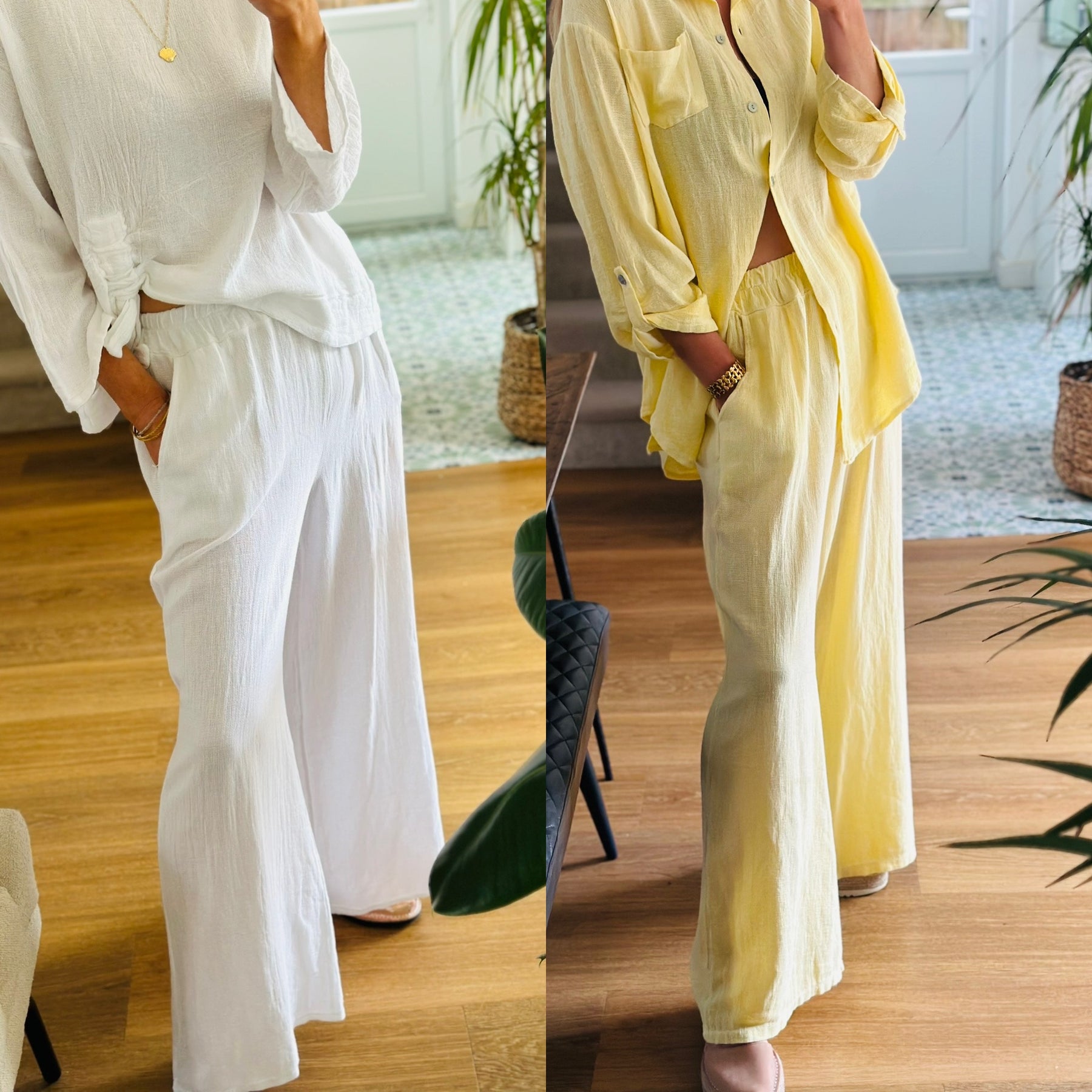 Linen Wide Leg Trousers
