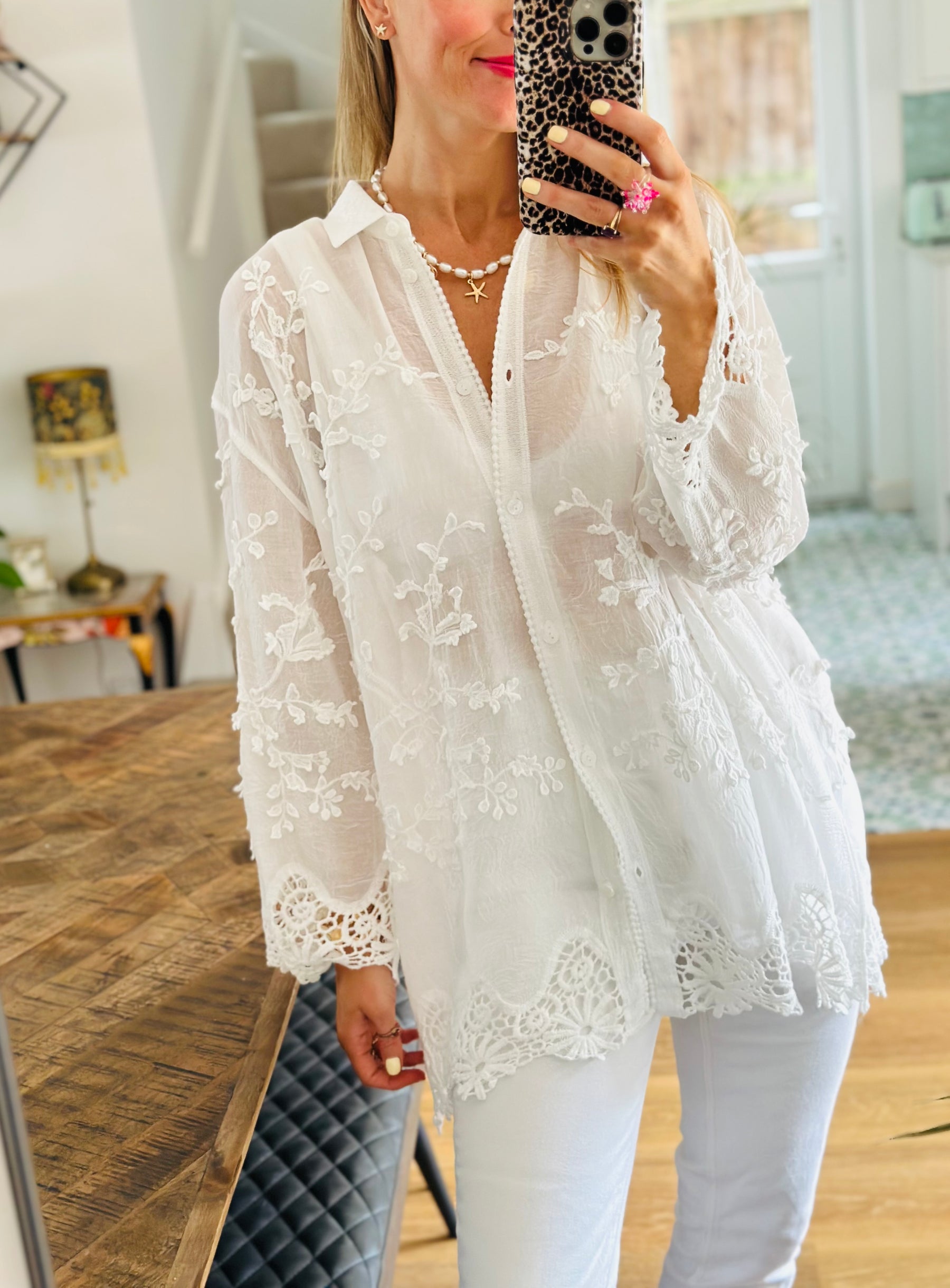 Longline Embroidered Shirt