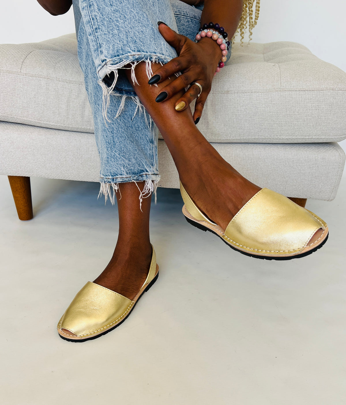 Gold Leather Avarcas