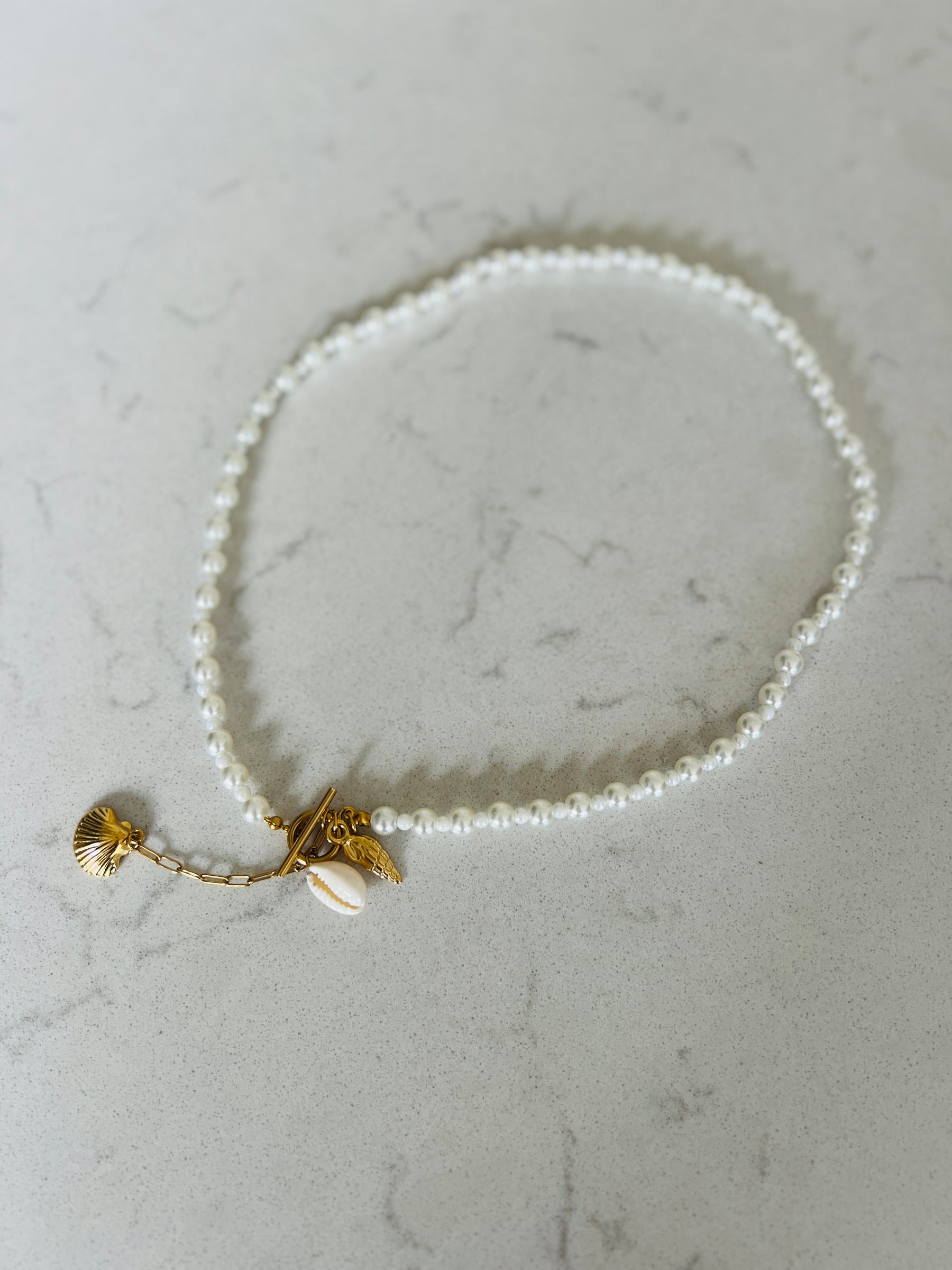 Delicate Pearl Charm Necklace