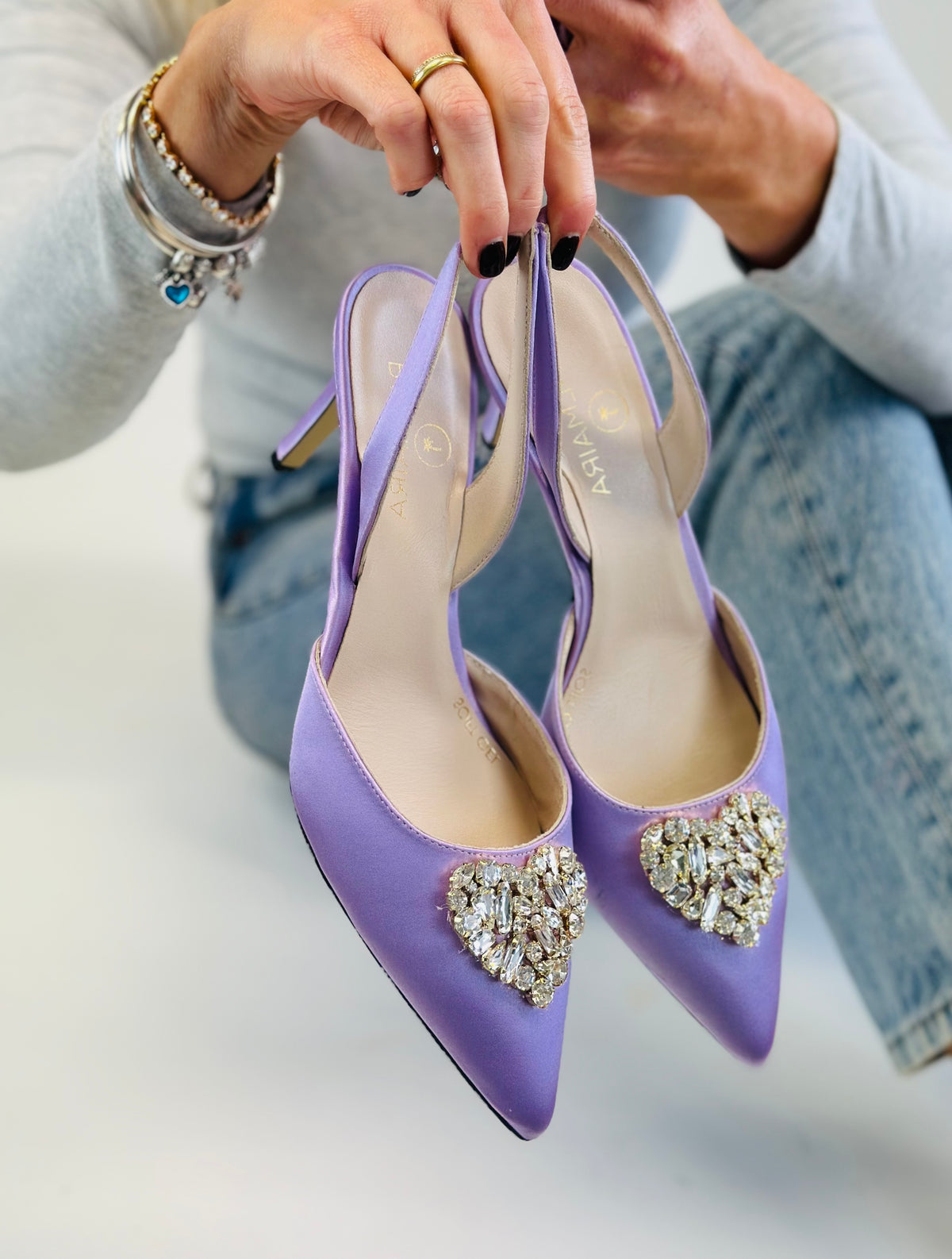 SAMPLE SALE Lilac satin heels size 40