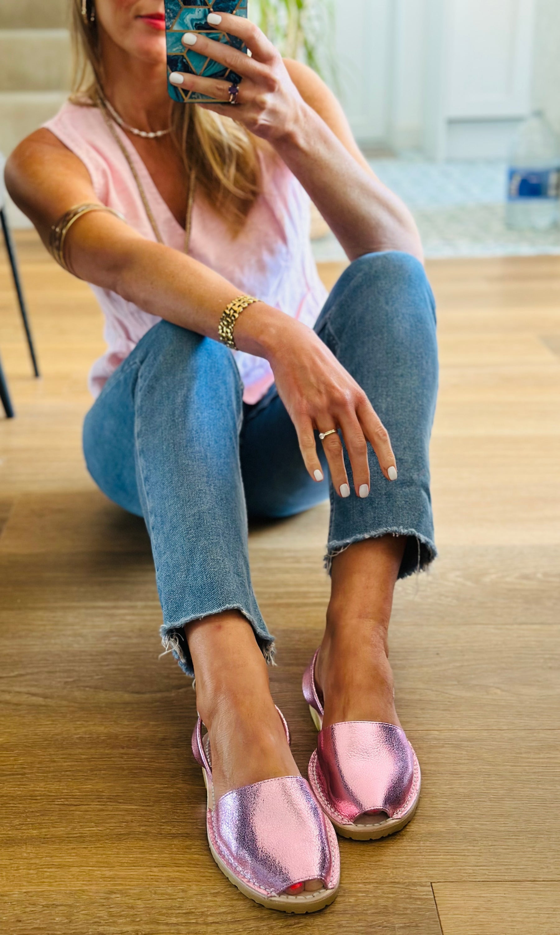 Lisa Pink Metallic Avarcas