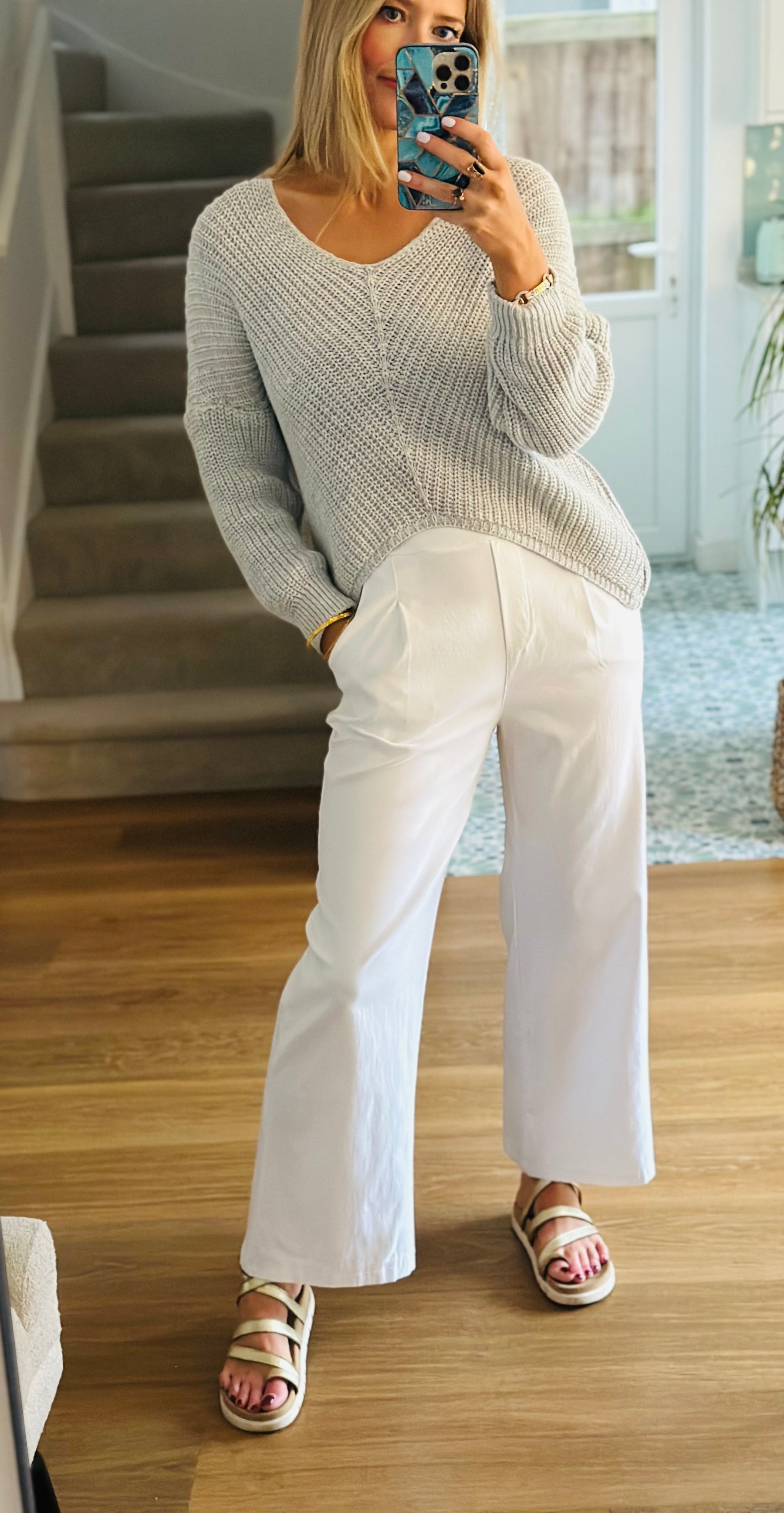 White Wide Leg Stretch Trouser