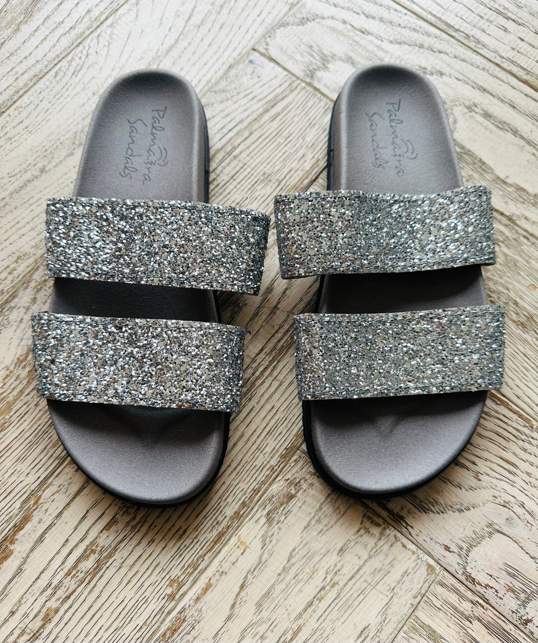 SAMPLE SALE Glitter Two Strap Slide size 38