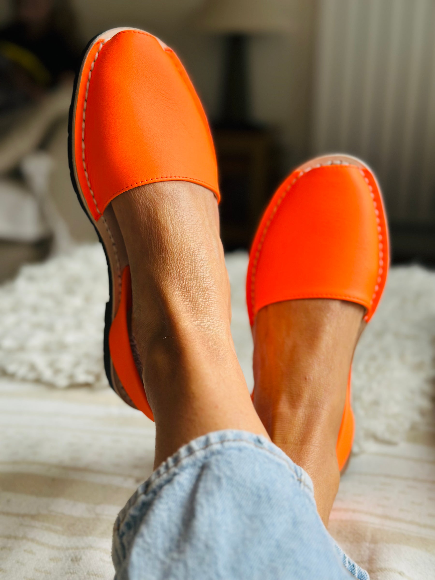SAMPLE SALE Neon Orange Avarcas SIZES 38 & 39