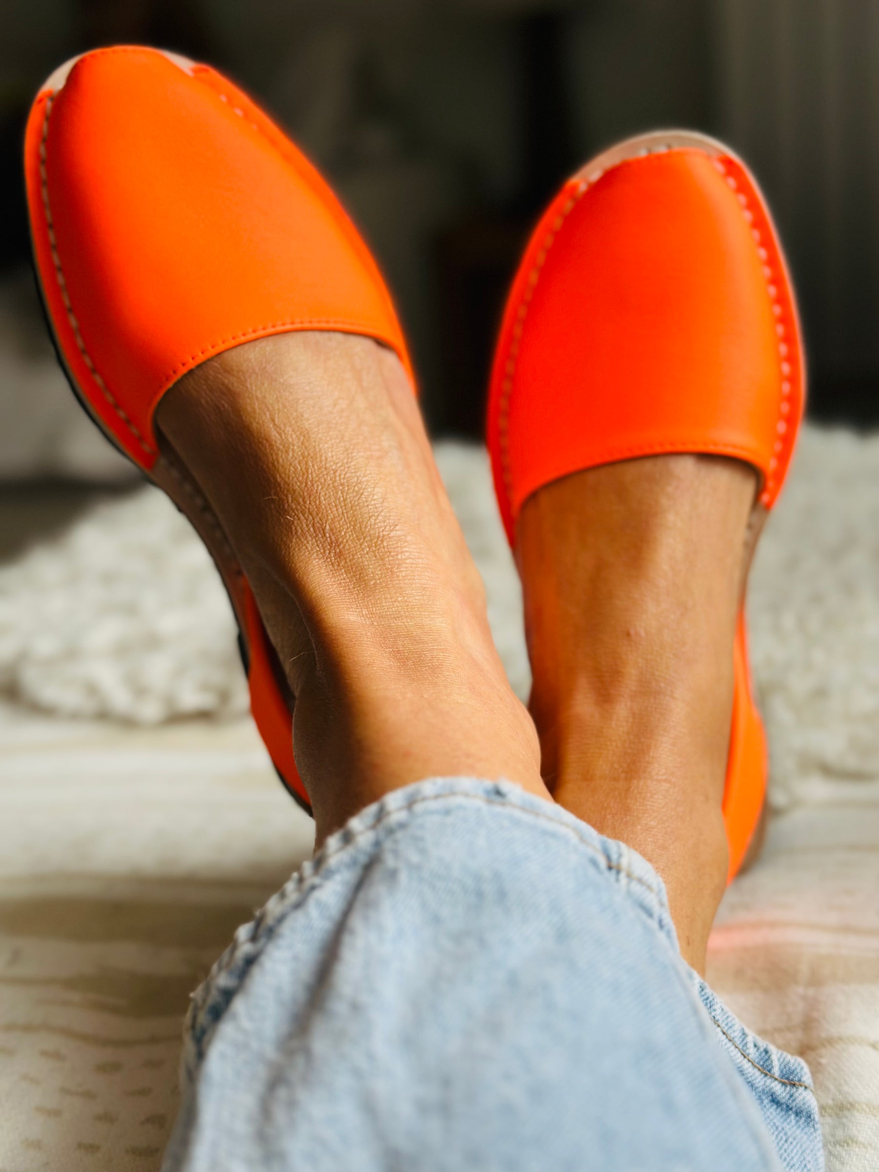 SAMPLE SALE Neon Orange Avarcas SIZES 38 & 39