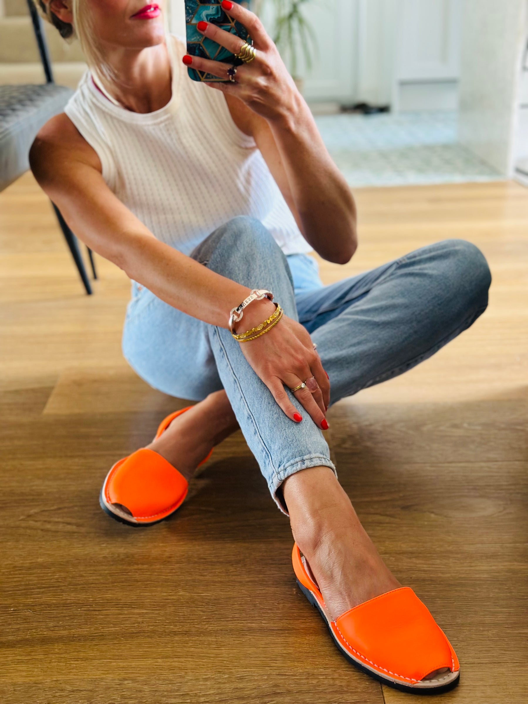 SAMPLE SALE Neon Orange Avarcas SIZES 38 & 39
