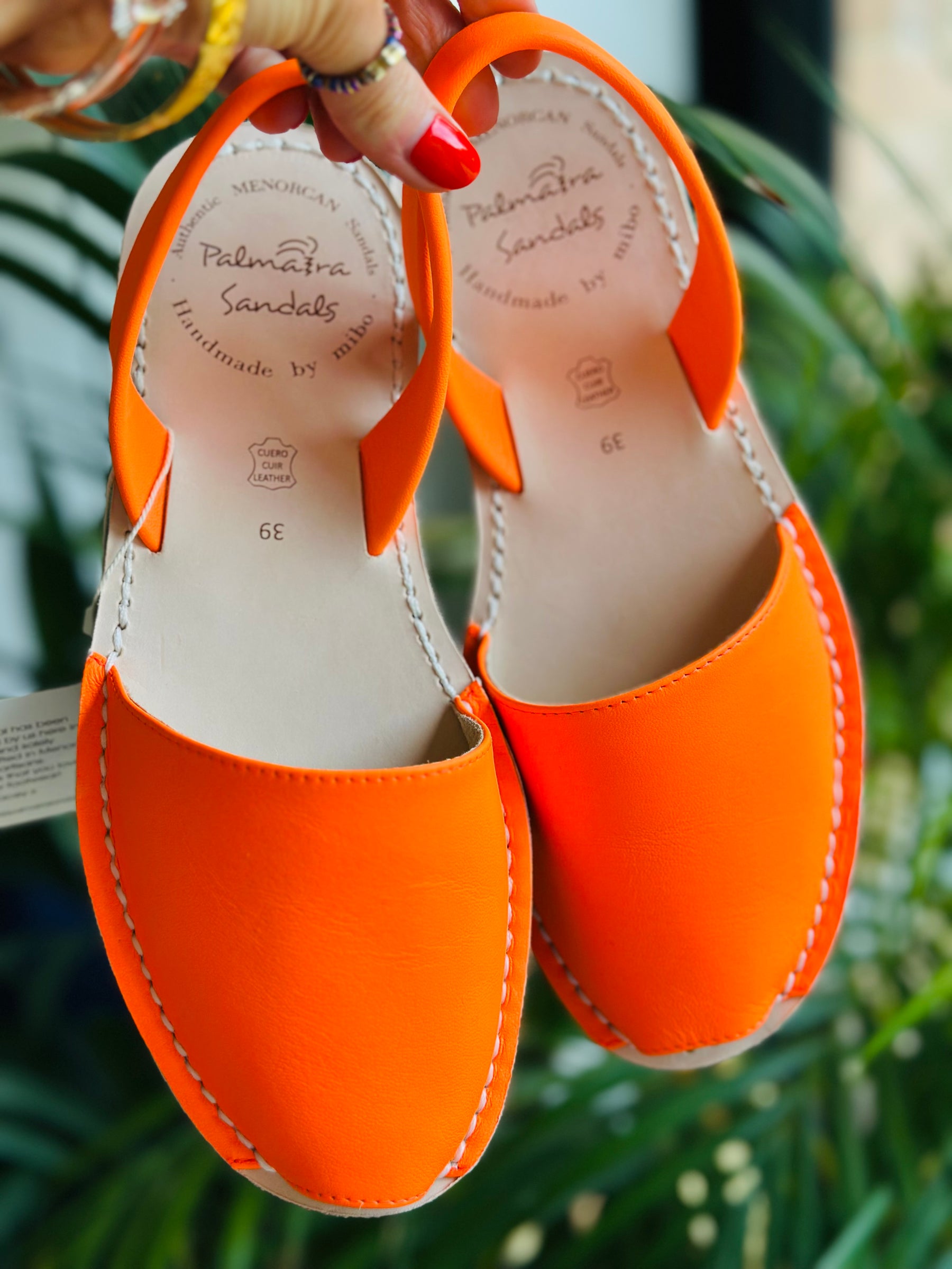 SAMPLE SALE Neon Orange Avarcas SIZES 38 & 39