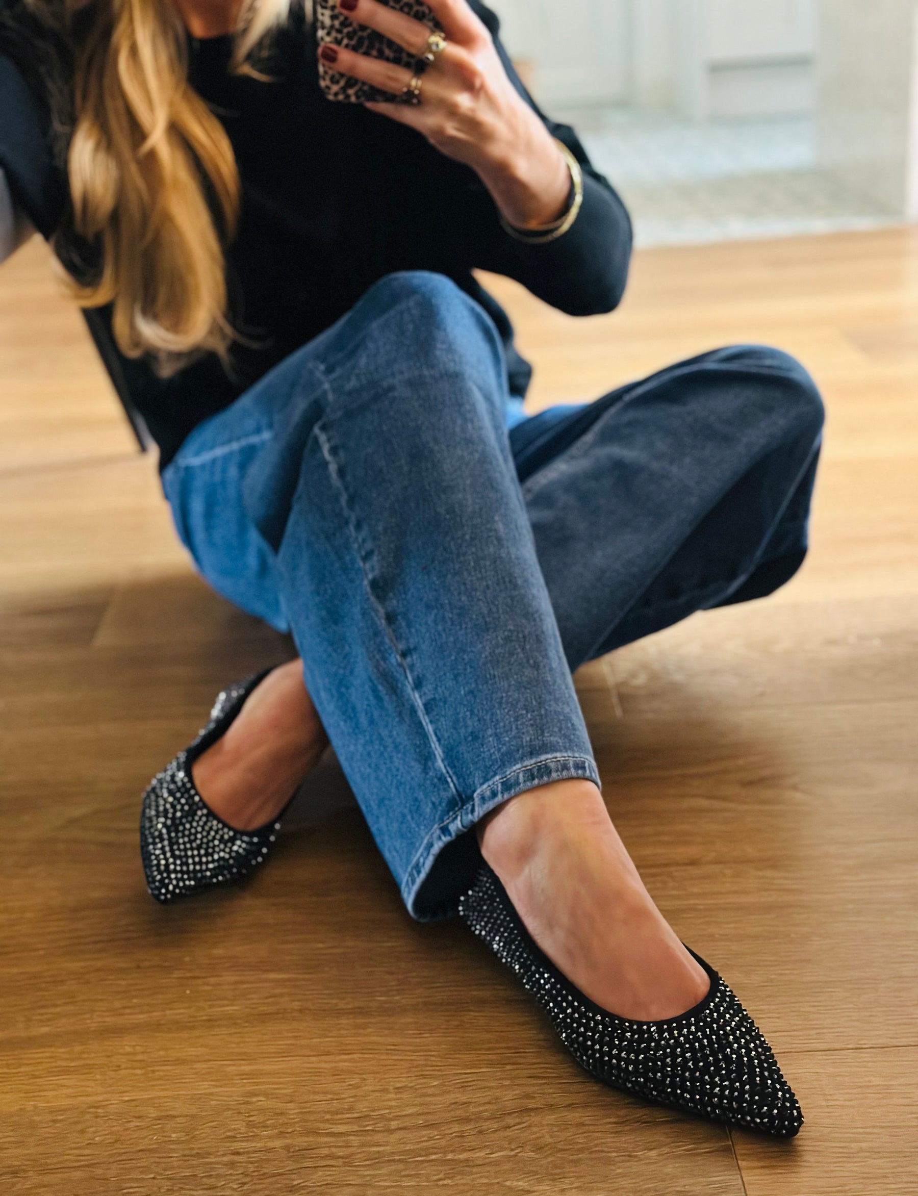 Black Embellished Pumps