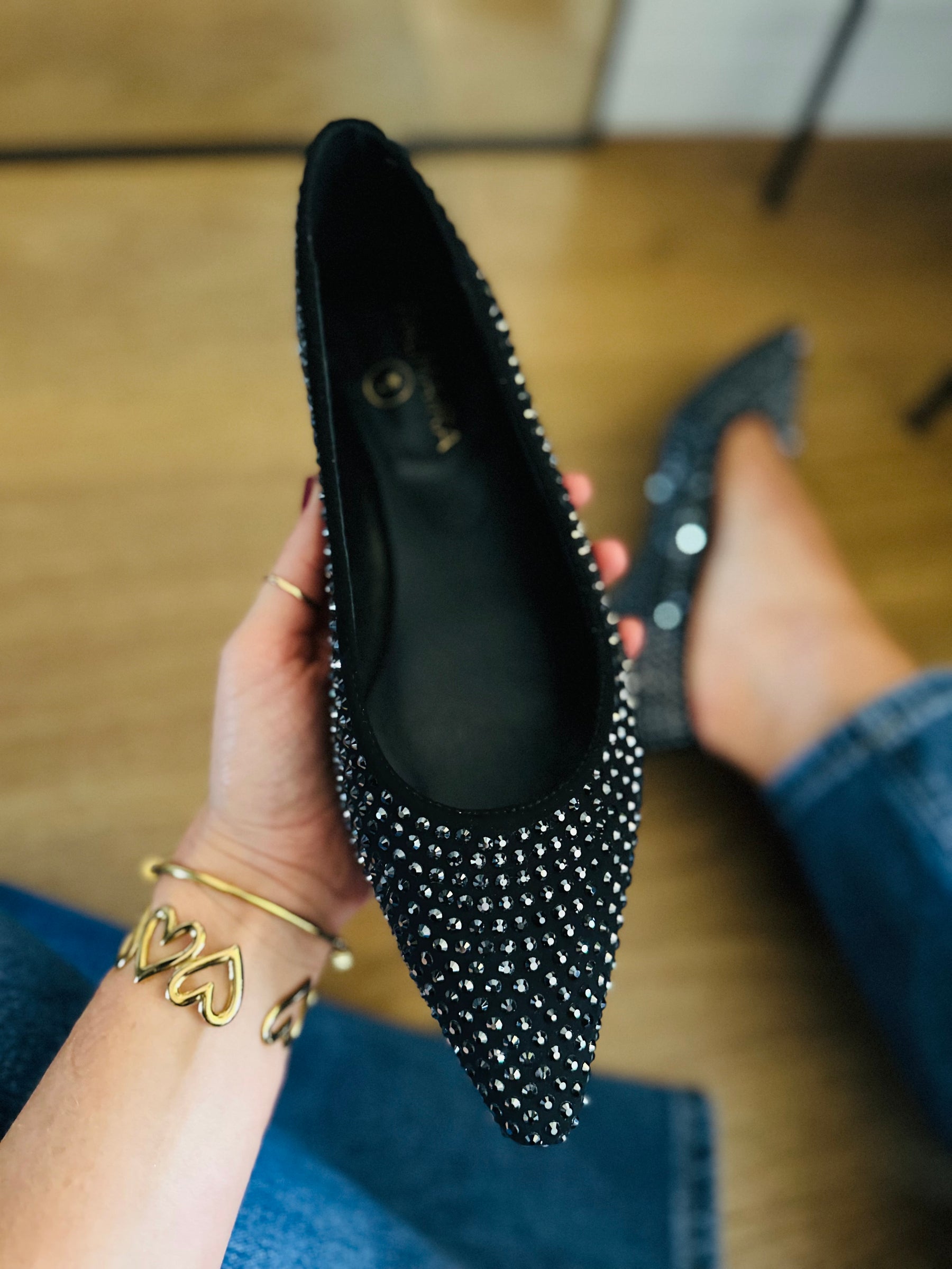 Black Embellished Pumps