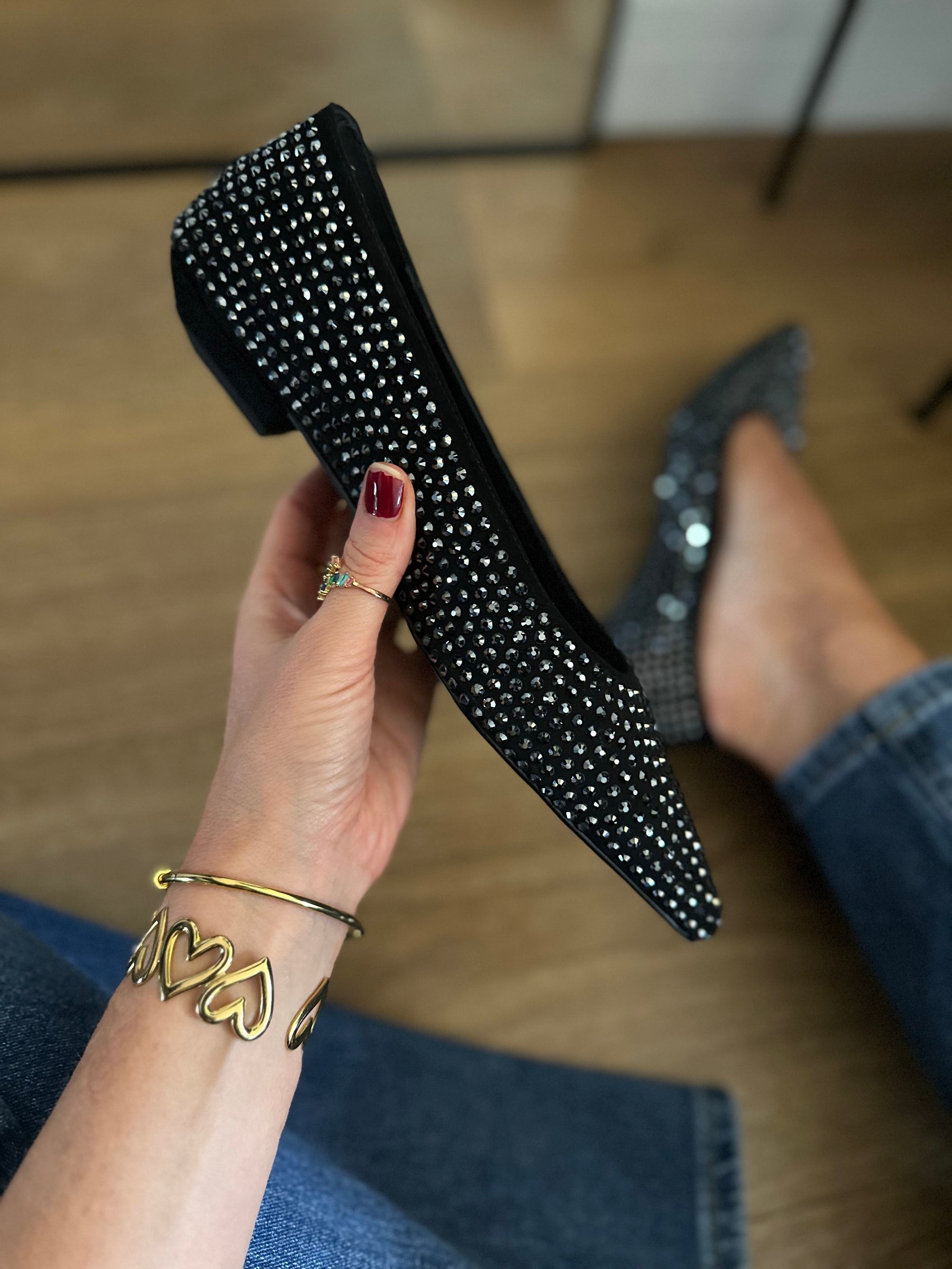 Black Embellished Pumps