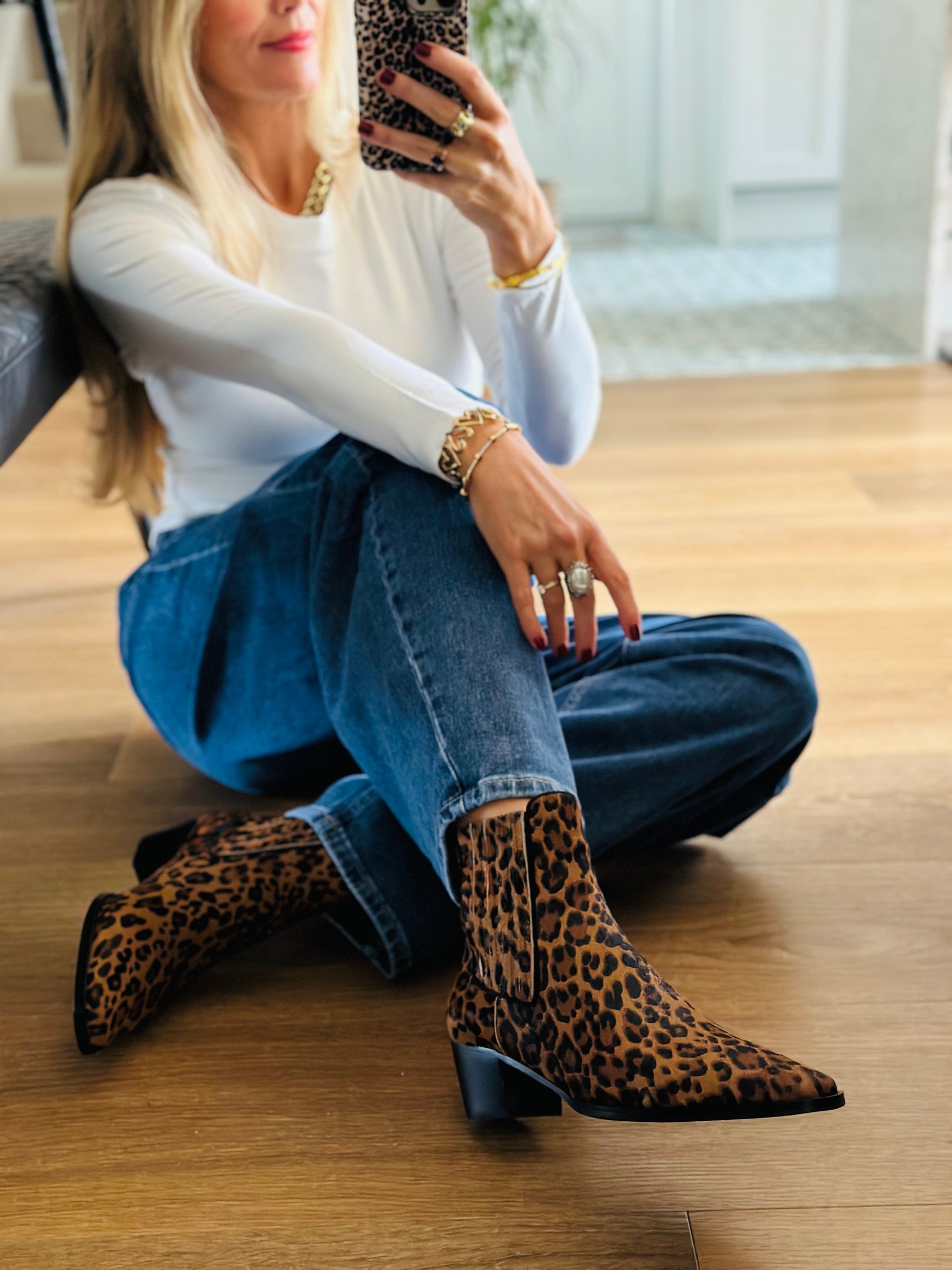 Leopard Cowhide Boots