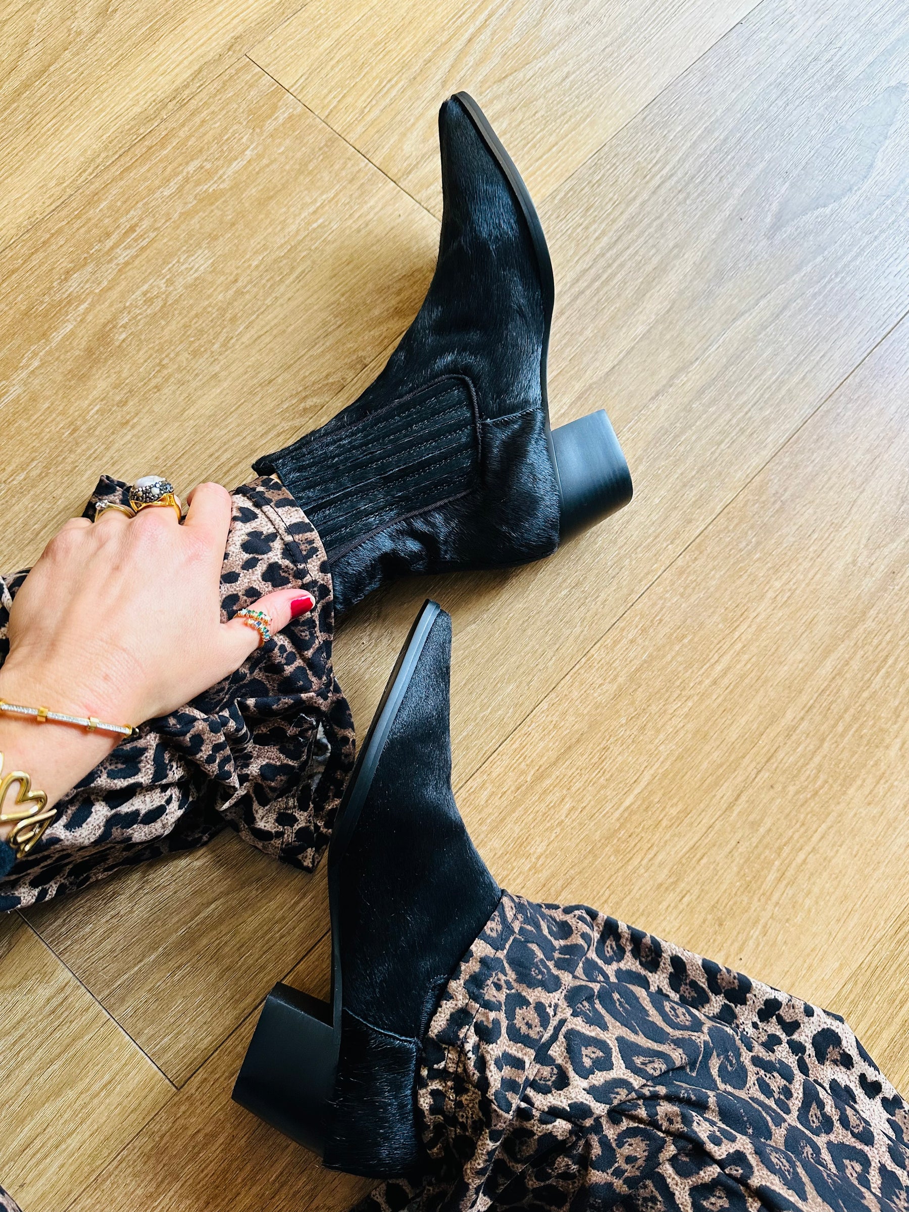 Black Cowhide Boots