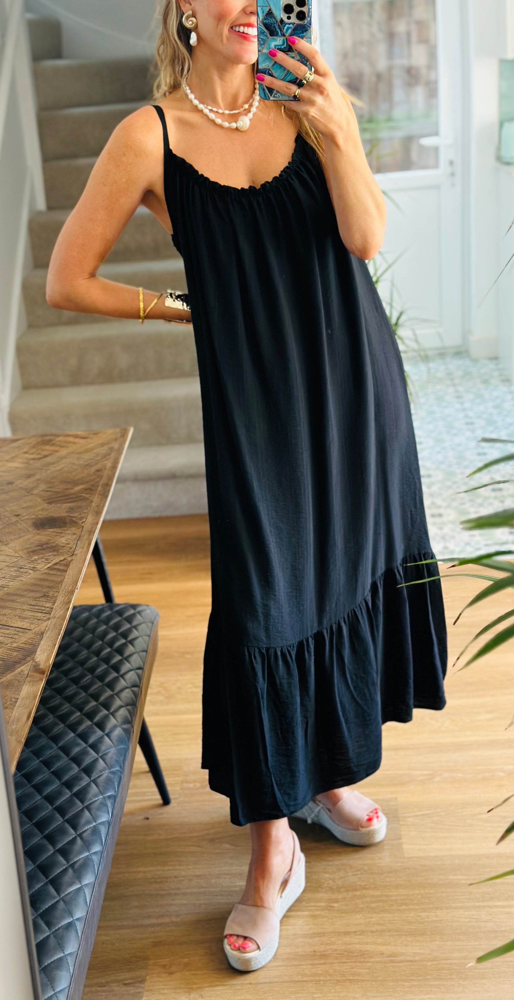 Black Frill Hem Maxi