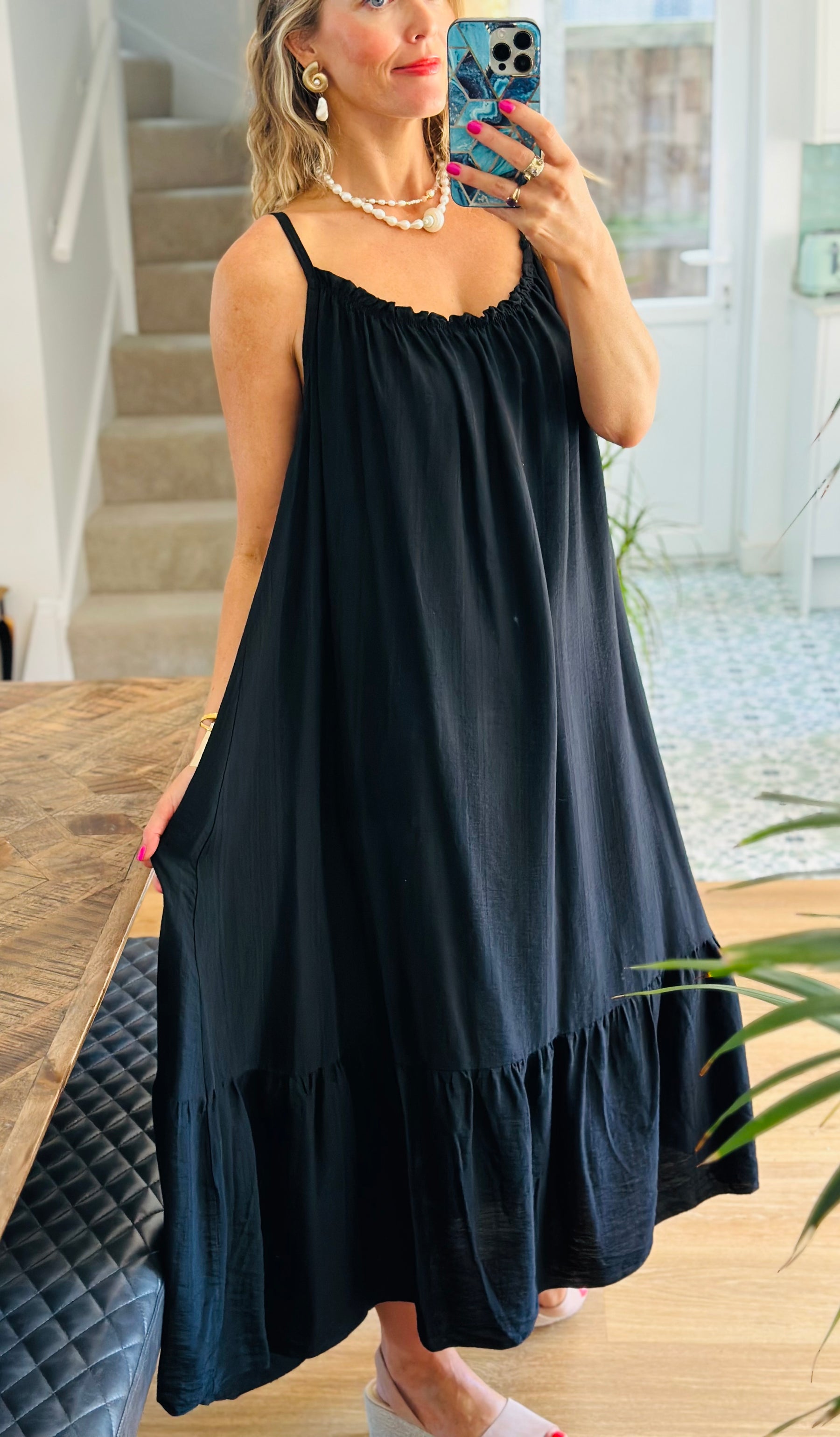 Black Frill Hem Maxi