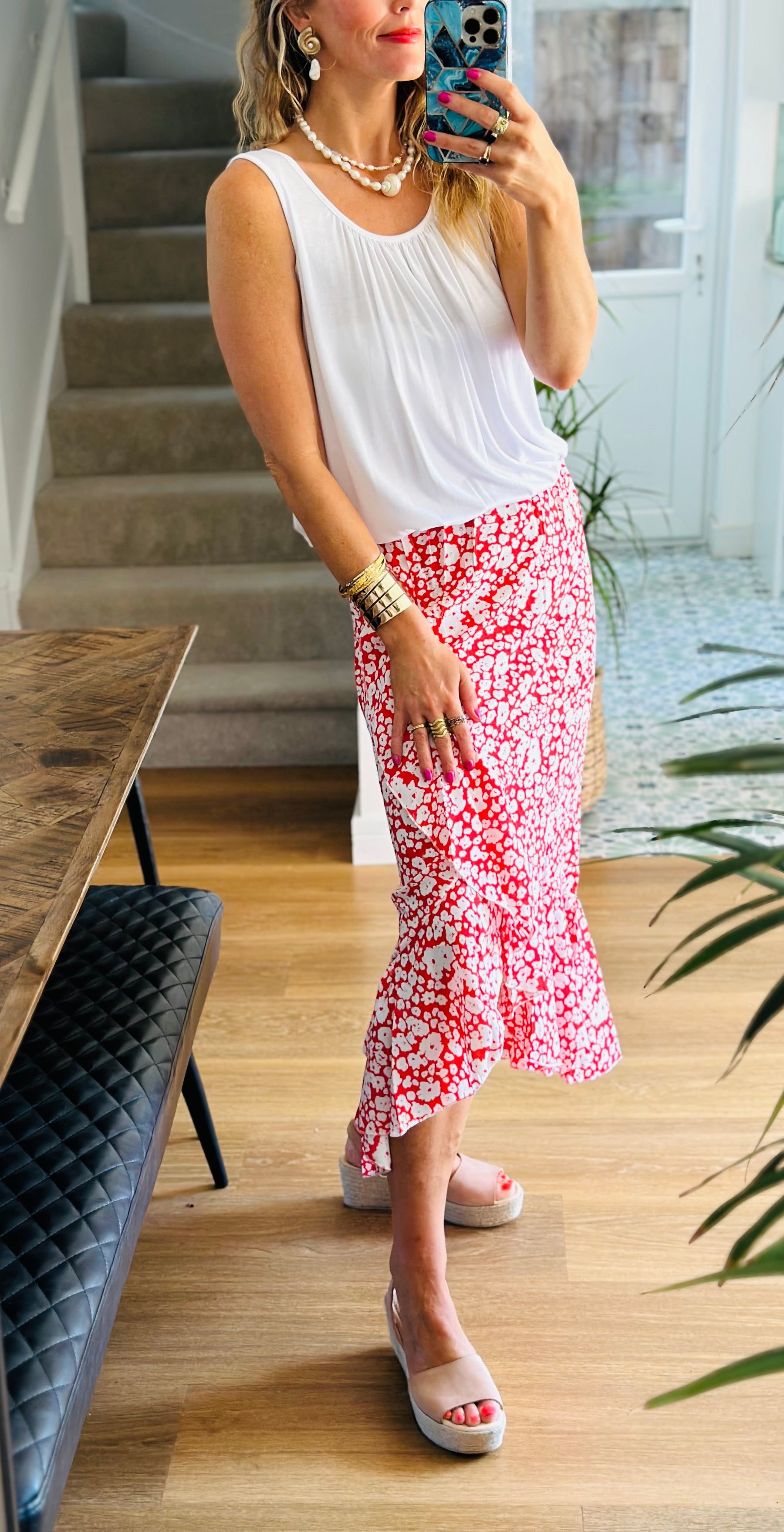 Ditsy Print Midi Skirts