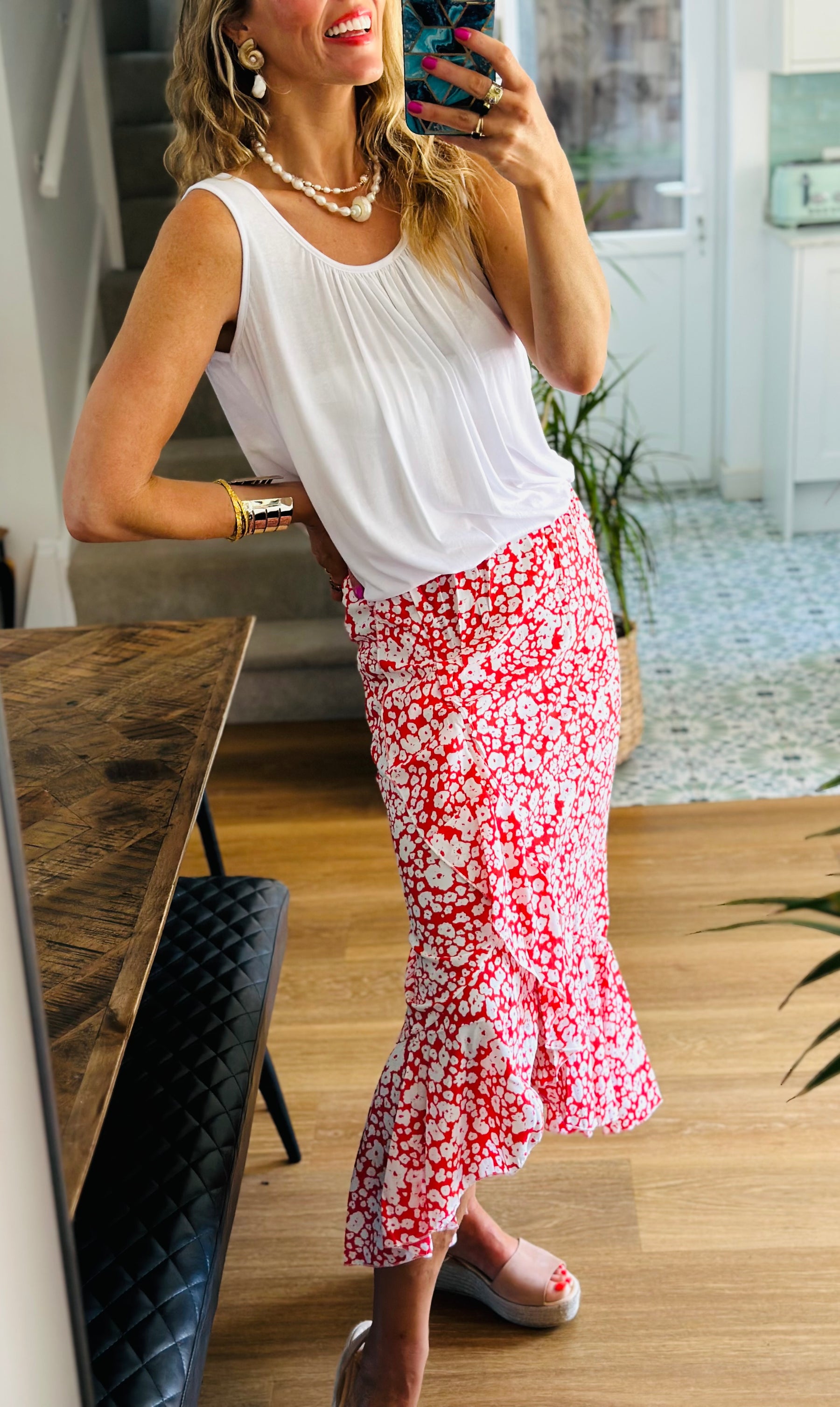 Ditsy Print Midi Skirts