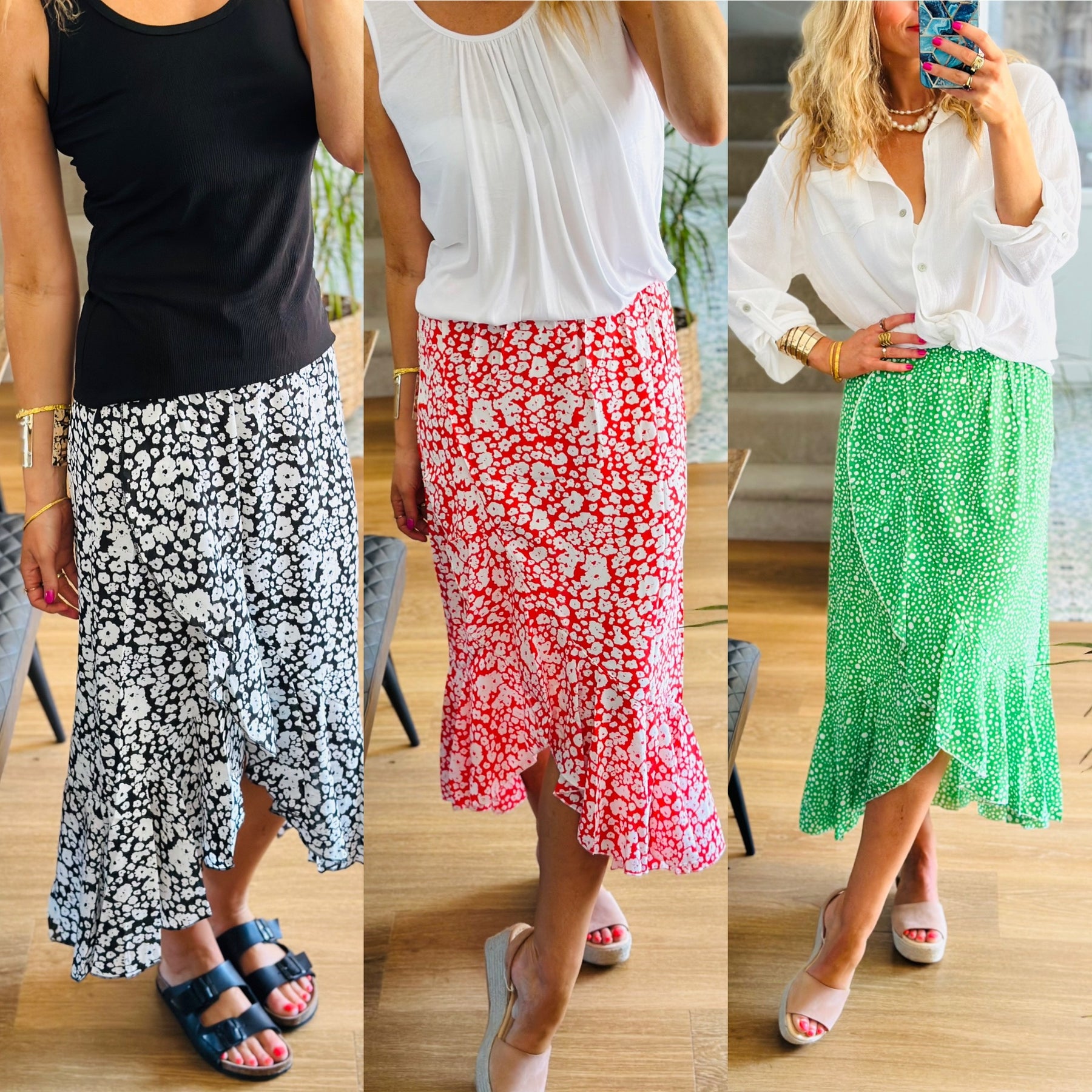 Ditsy Print Midi Skirts
