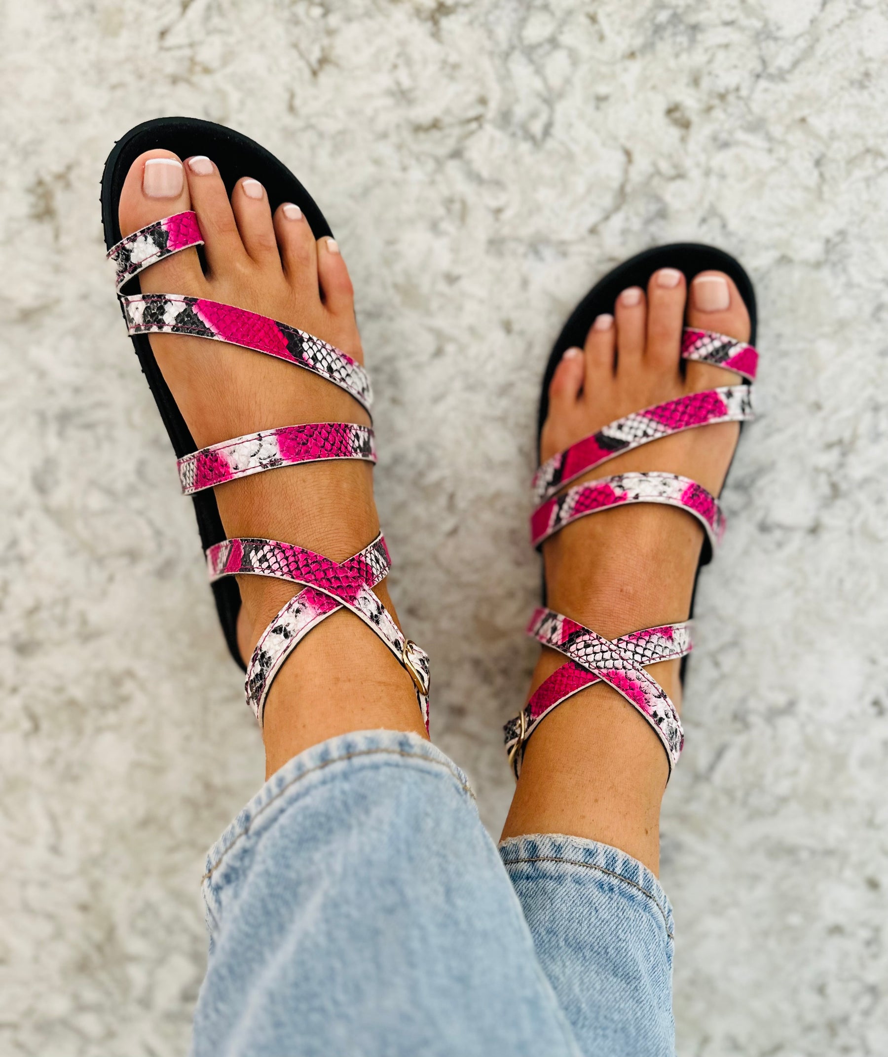 Antigua snakeprint gladiator sandals