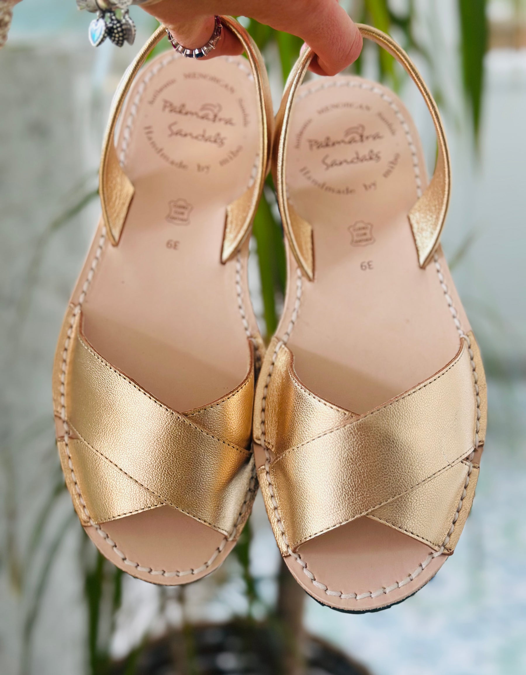 Golden Leather Peeptoe Avarca